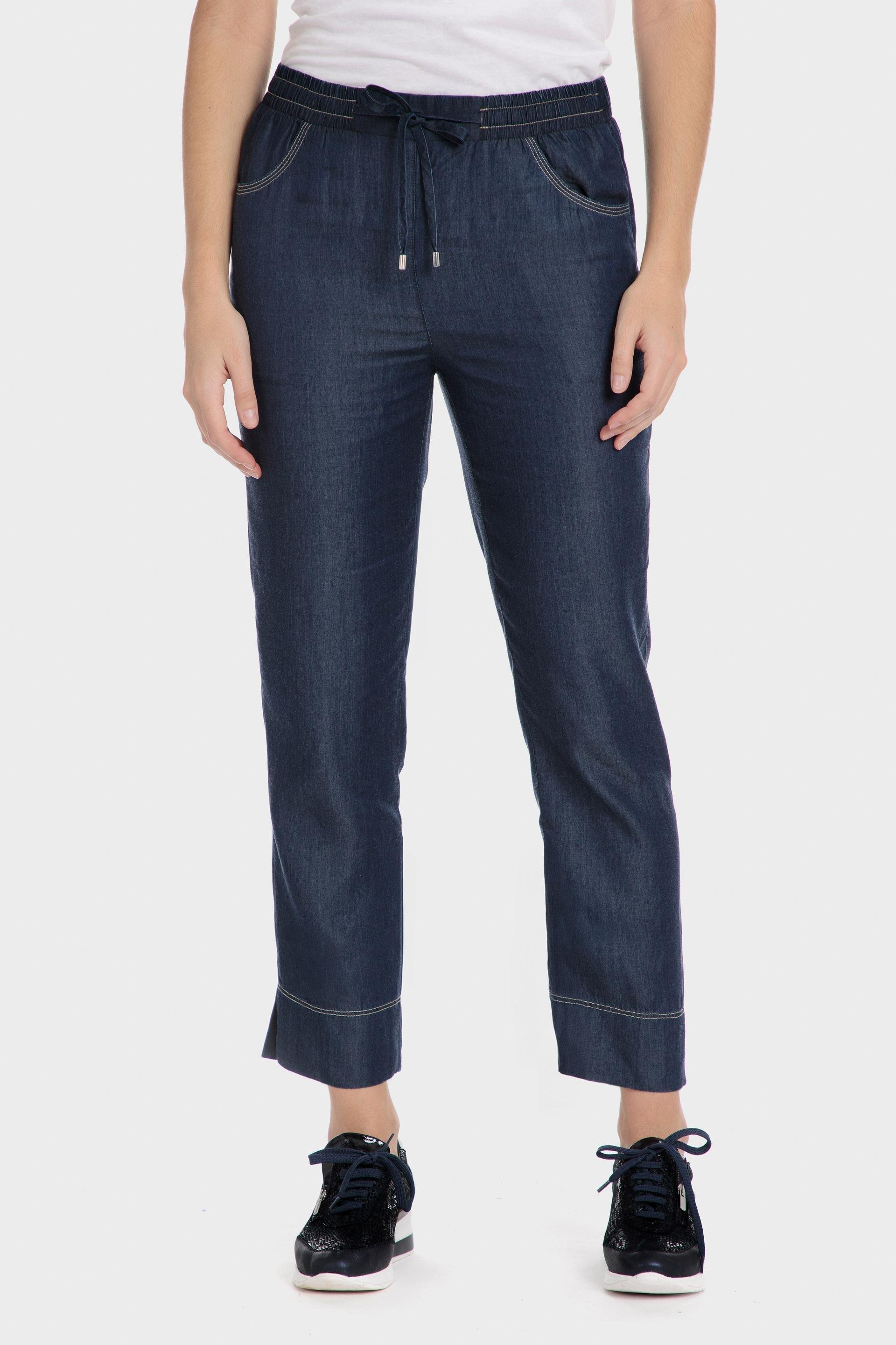 Navy Lyocell Trousers, , medium