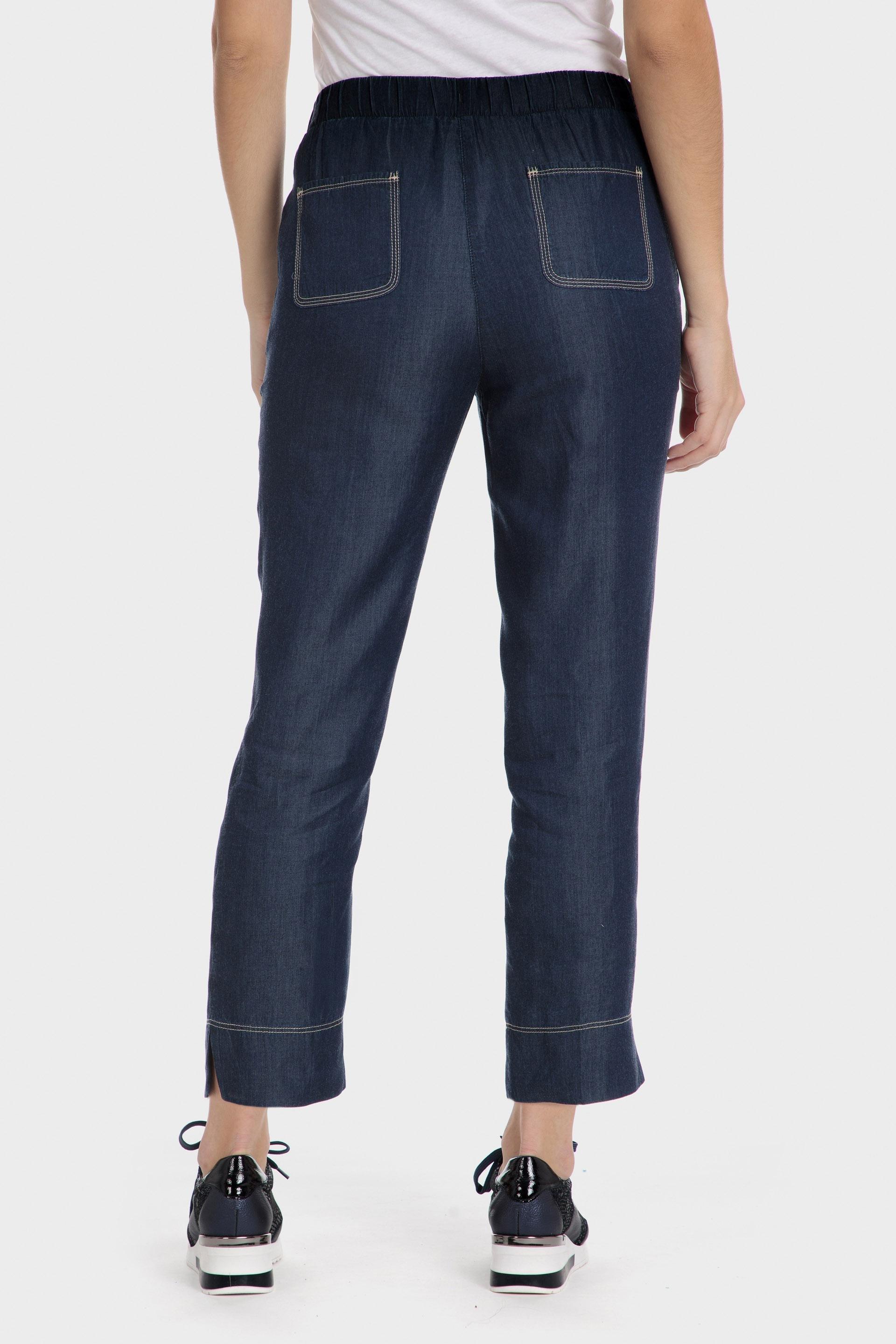 Navy Lyocell Trousers, , large image number 1