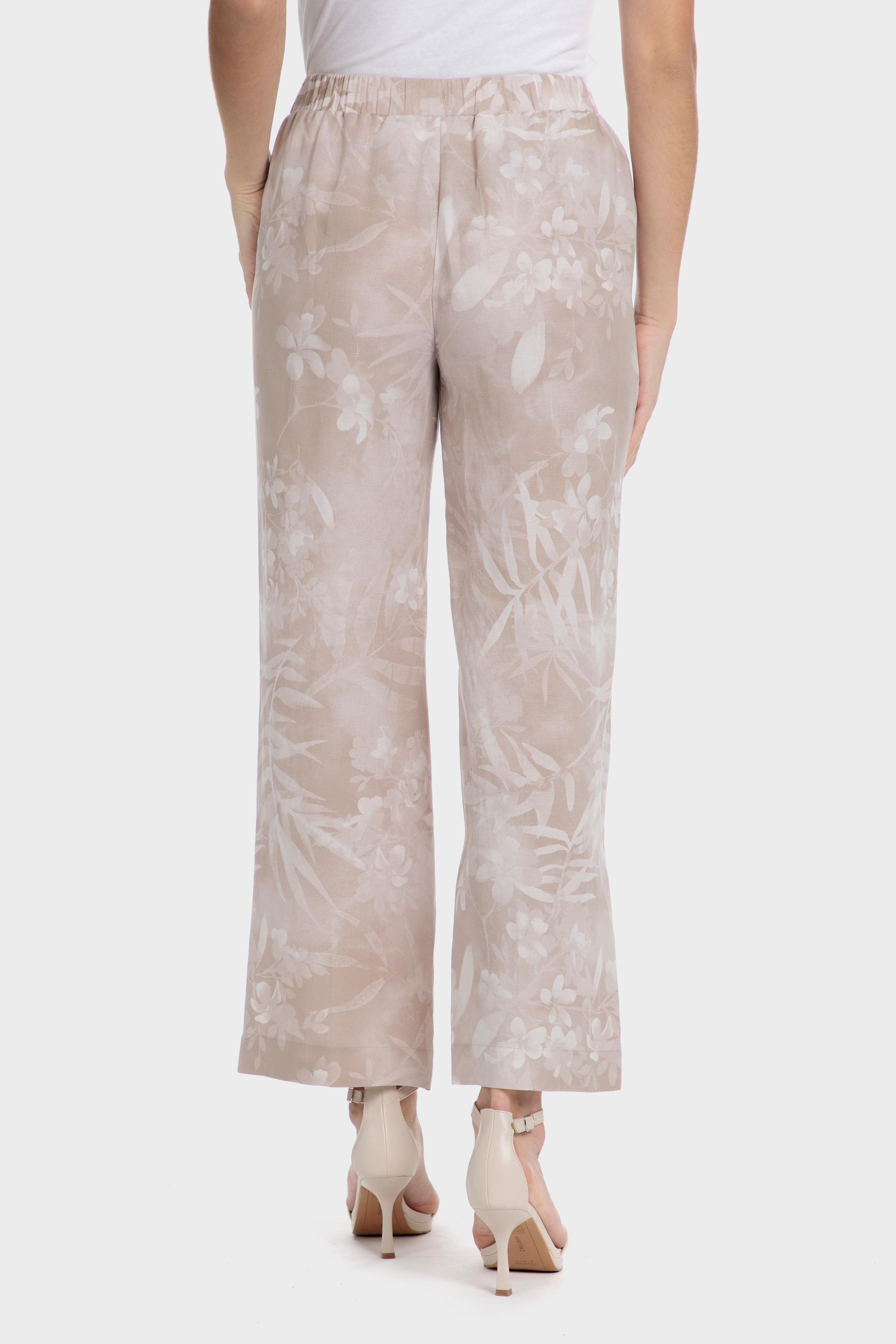 Patterned Cropped Vacation Pants, Beige Sand, large image number 1