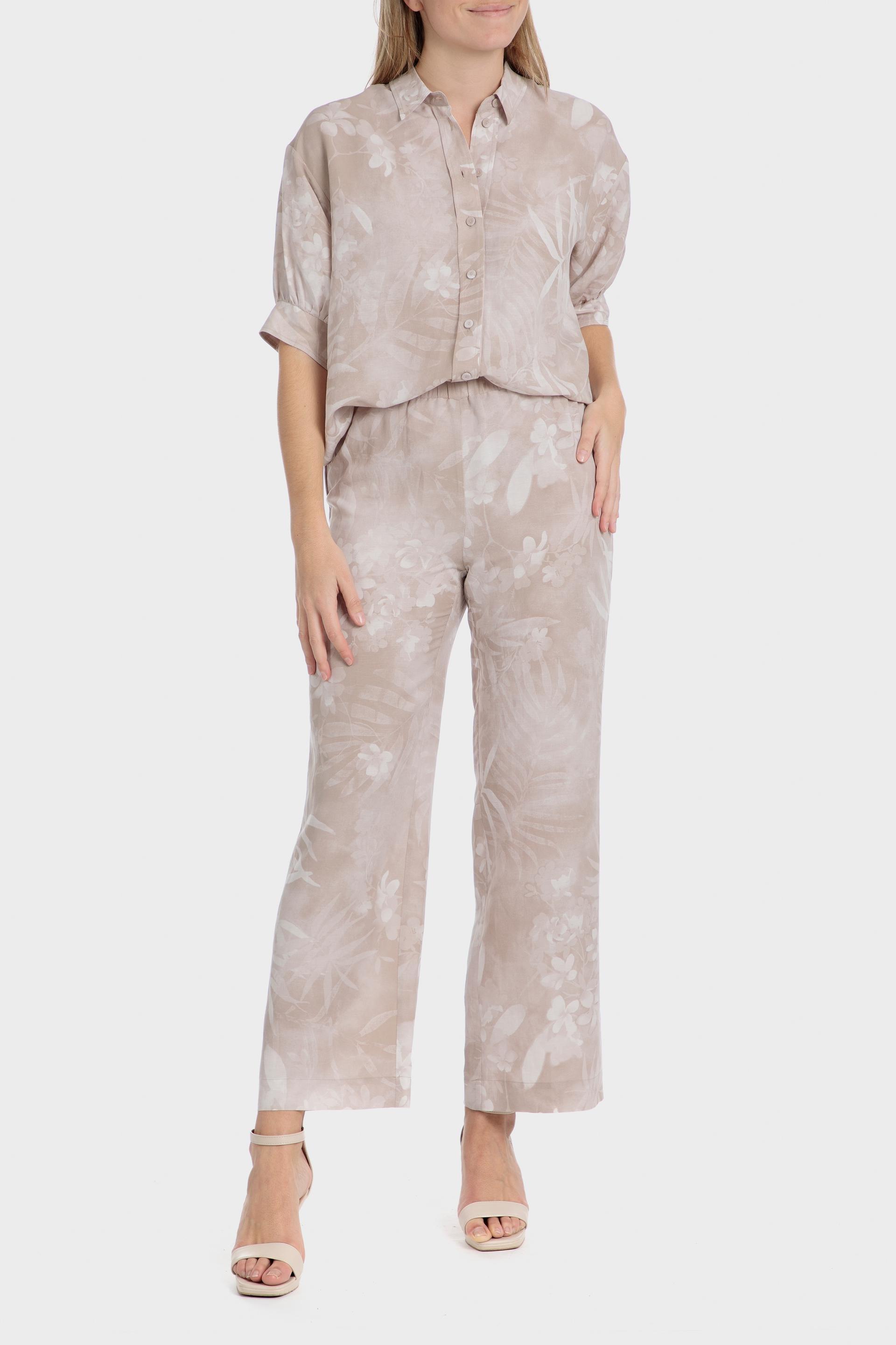 Patterned Cropped Vacation Pants, Beige Sand, large image number 2