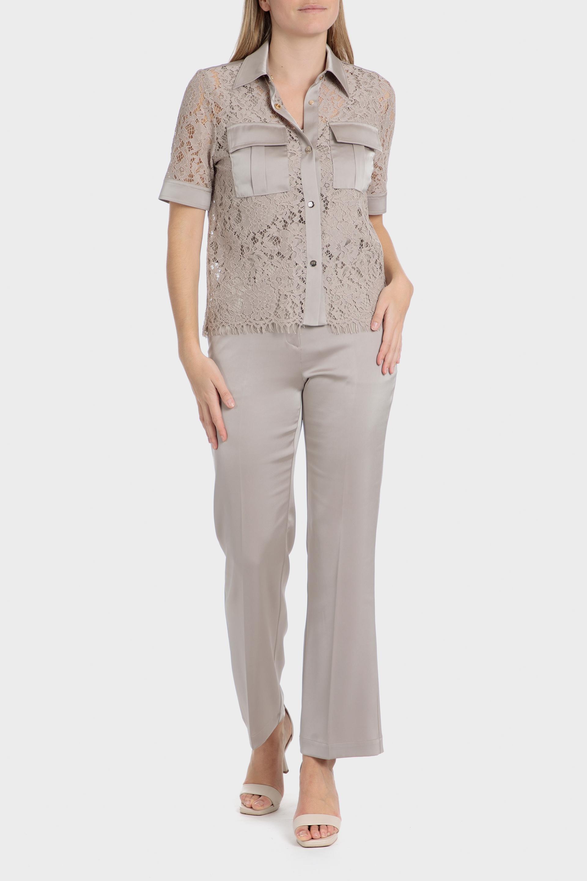 Beige Casual Cropped Trousers, , large image number 3
