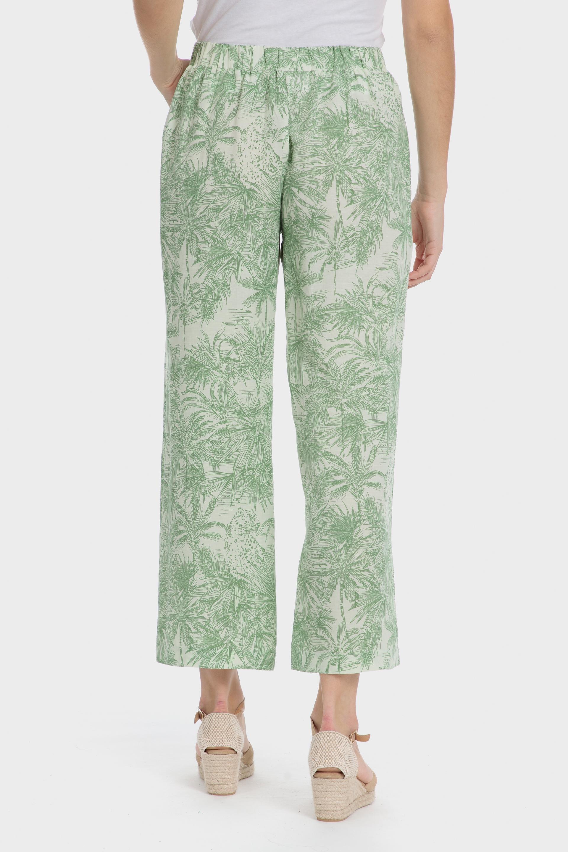 Green Printed Casual Trousers, , large image number 1