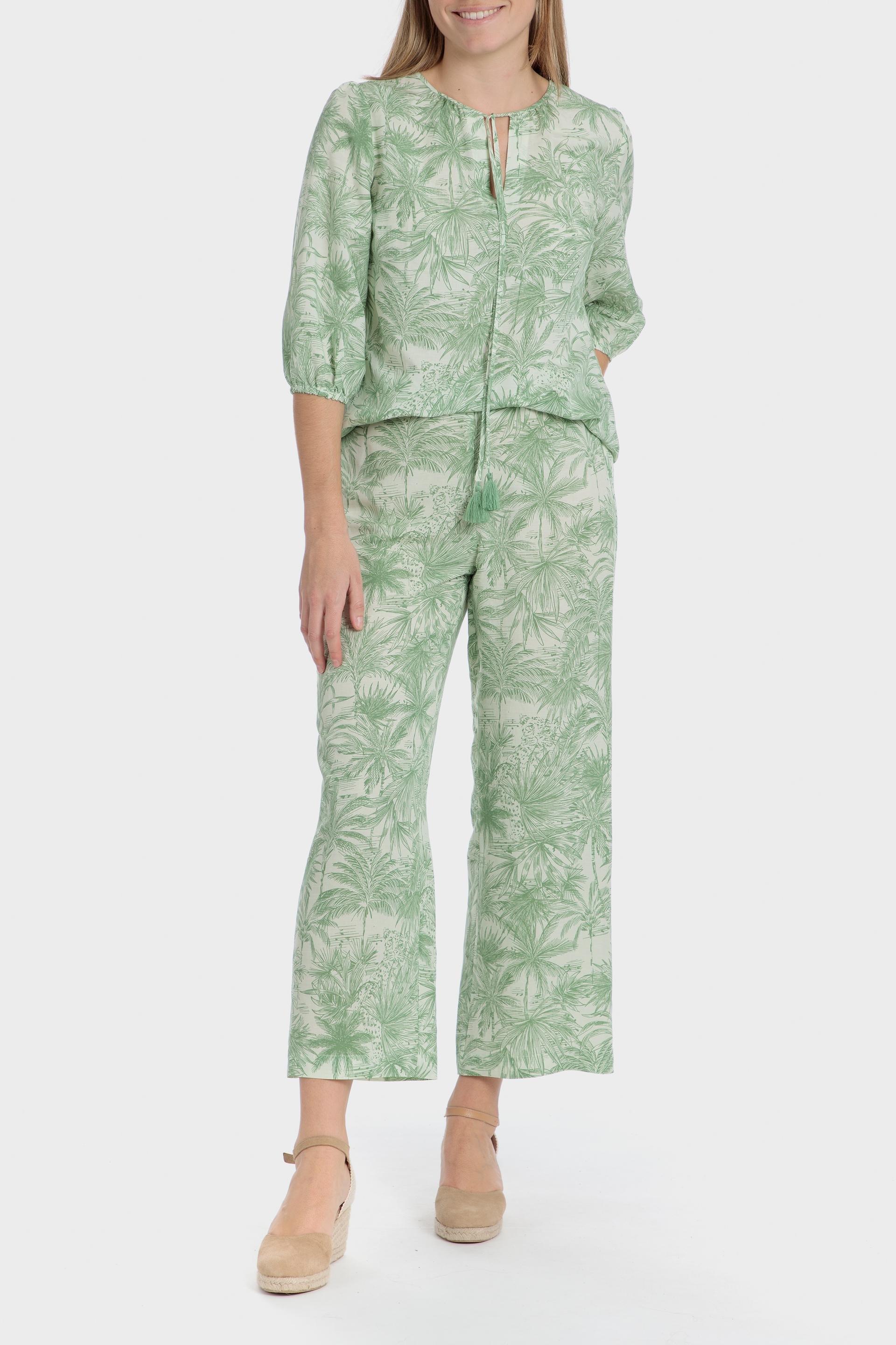 Green Printed Casual Trousers, , large image number 2