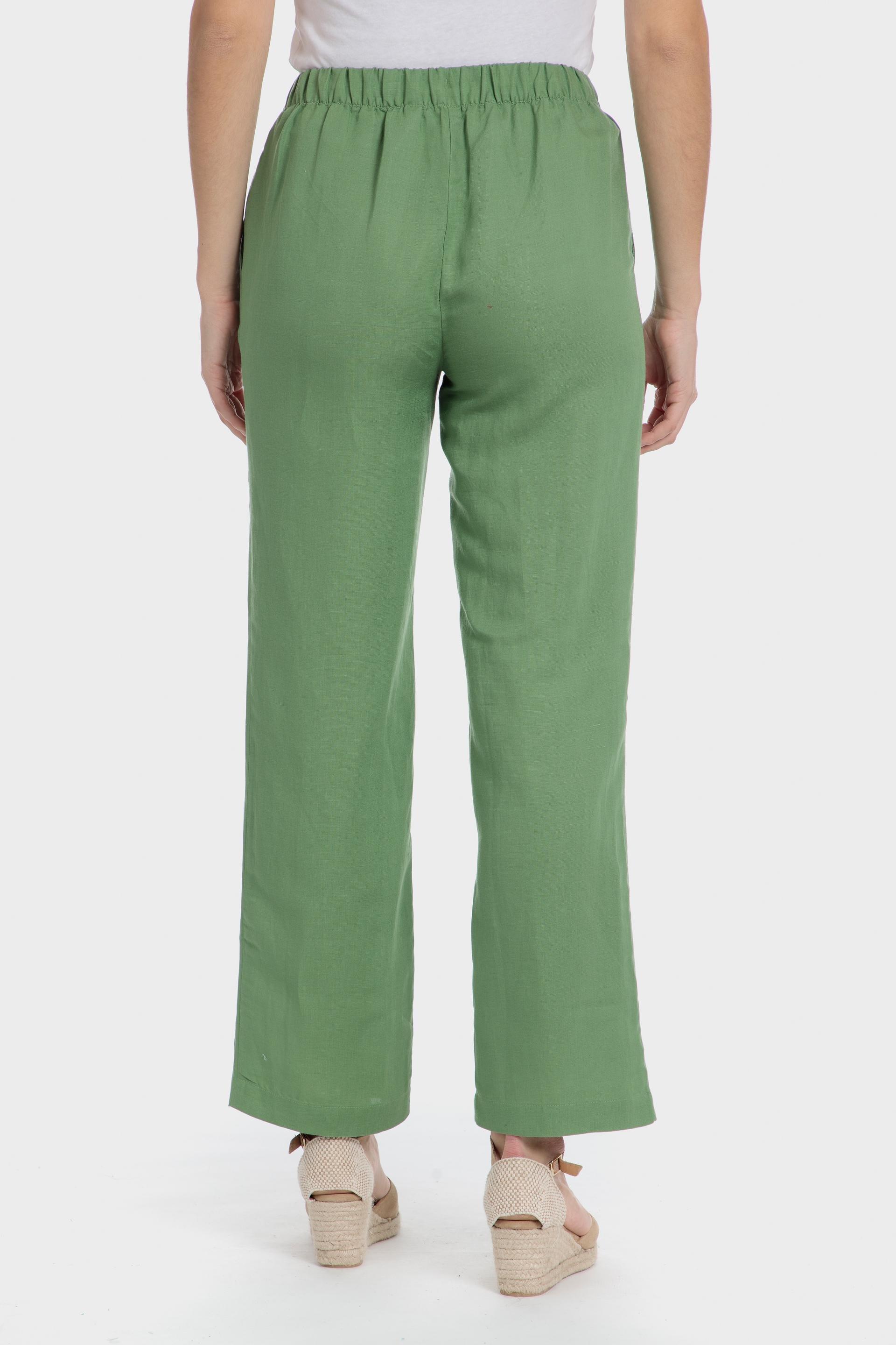 Green Linen Trousers, Green, medium