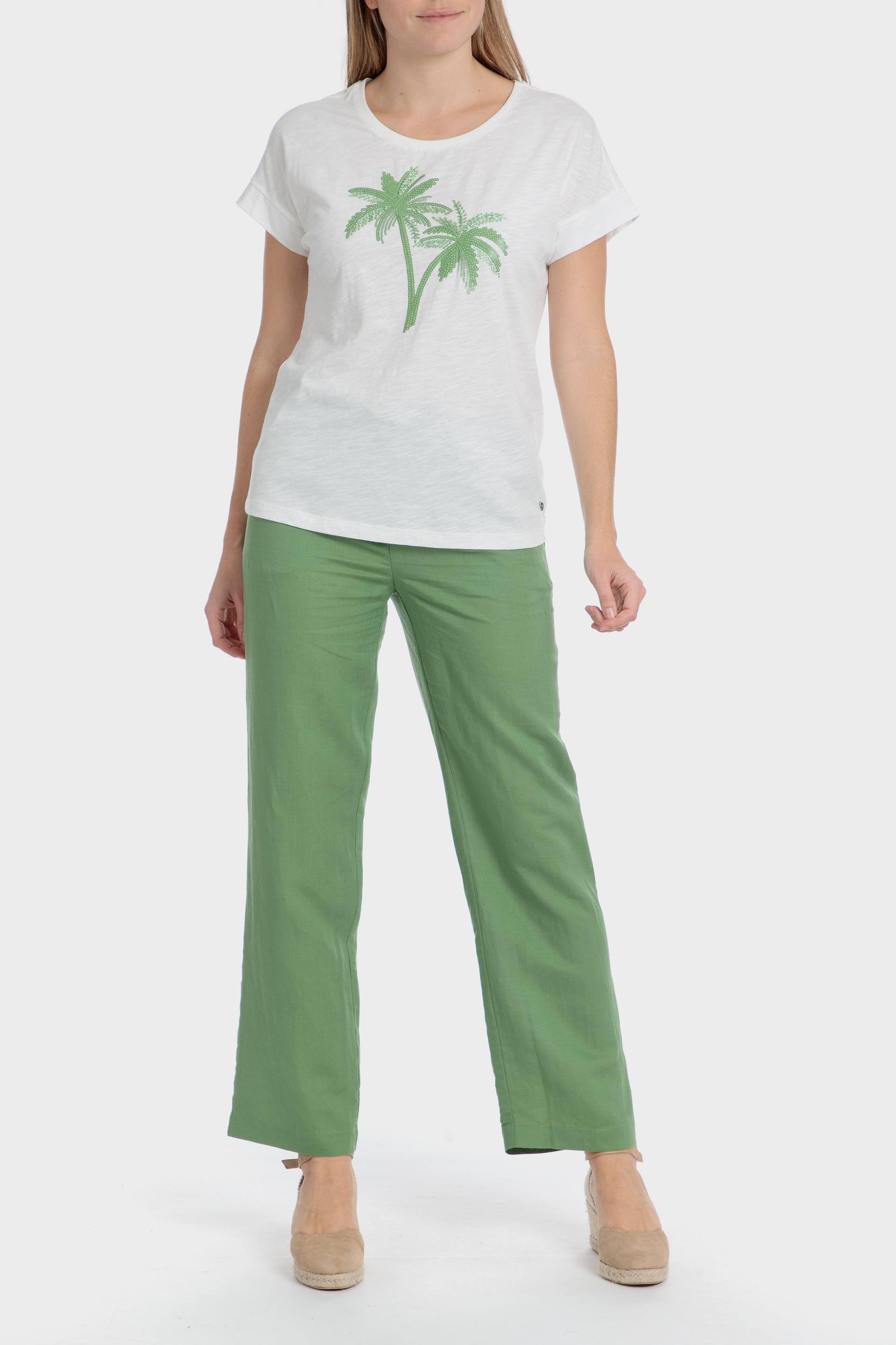 Green Plain Casual Trousers, , large image number 2