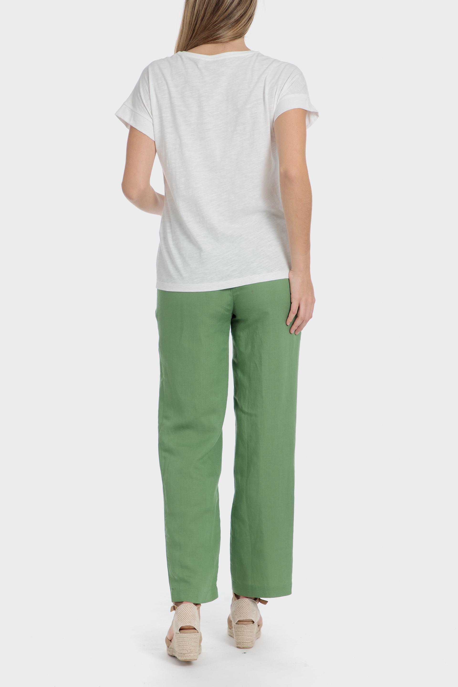Green Plain Casual Trousers, , large image number 3