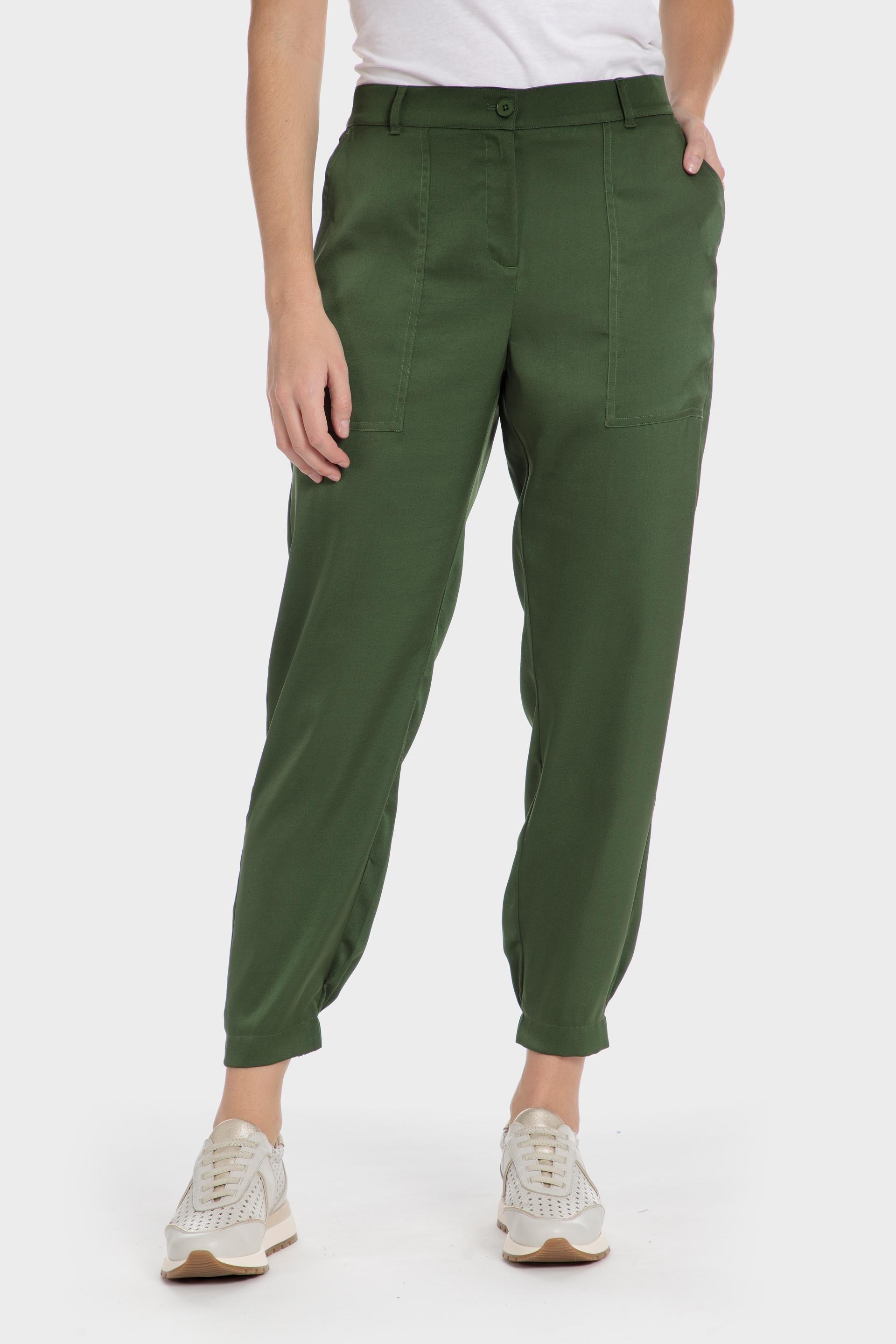 Green Ankle Length Trousers, , medium