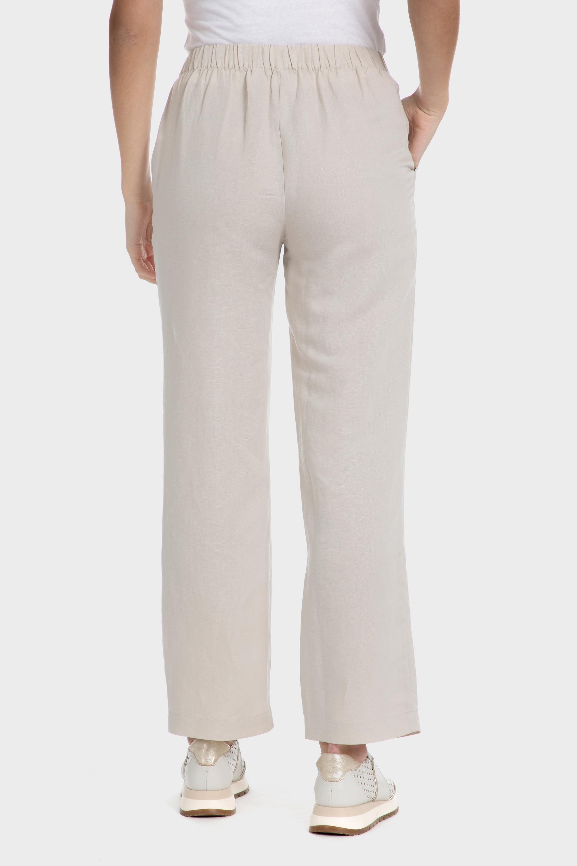 Elastic Waist Plain Casual Trousers, Beige Sand, large image number 1