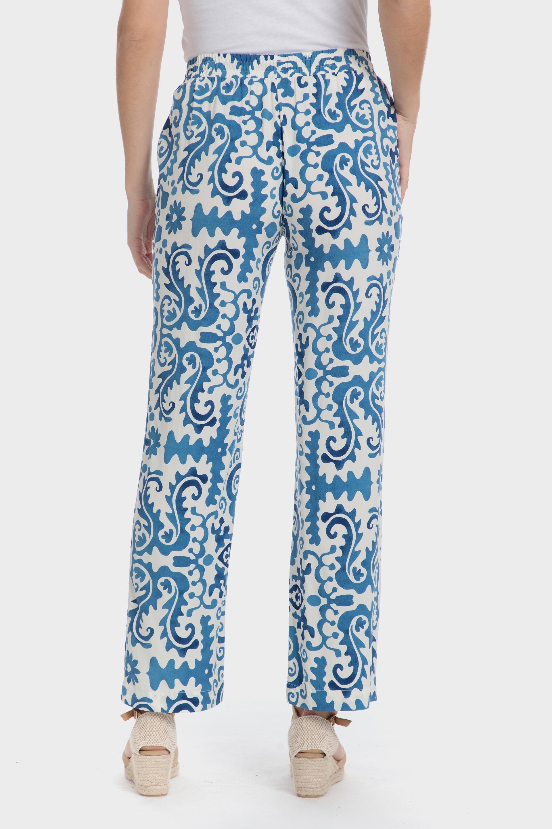 Blue Printed Trousers, 3701_111, medium