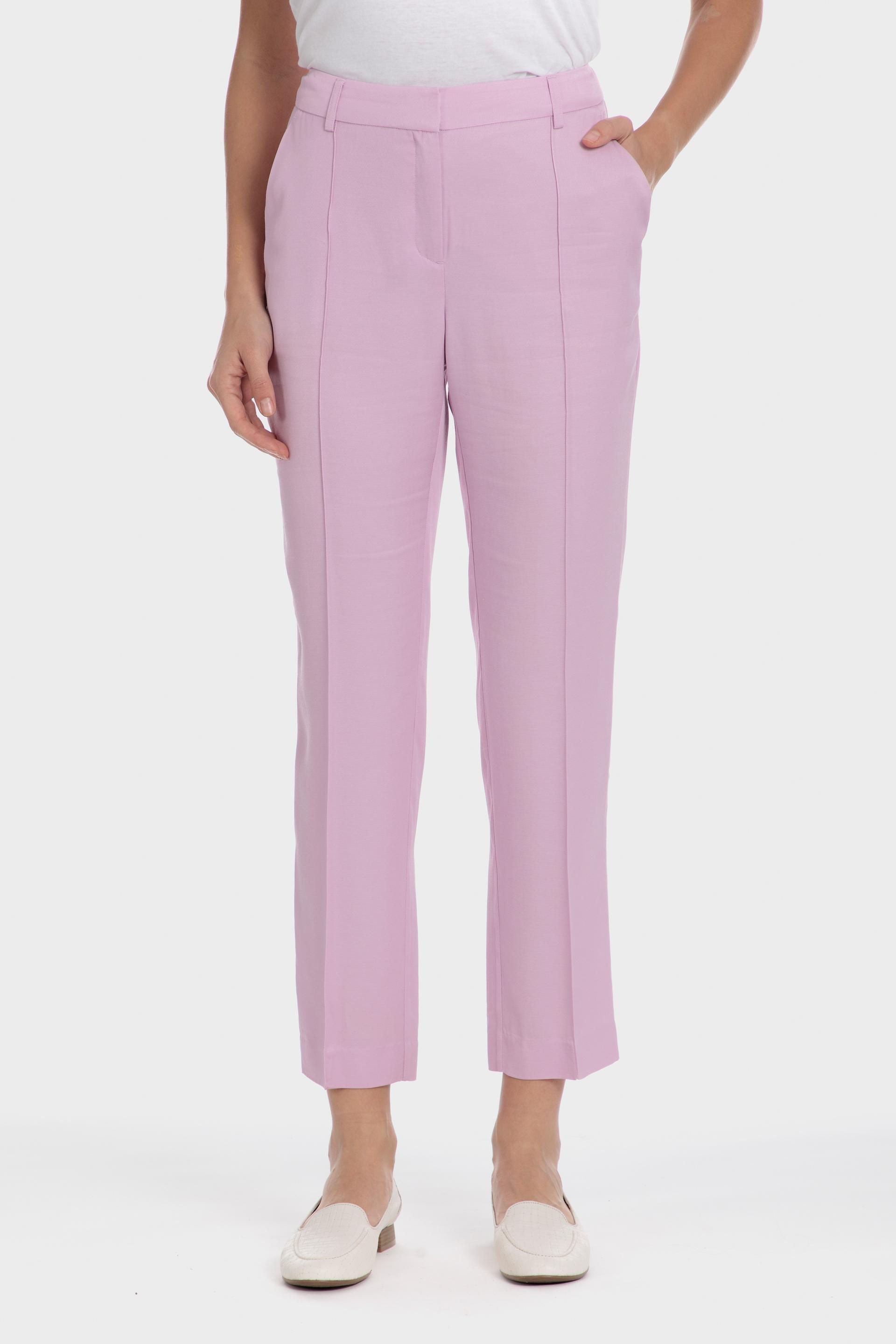 Pink Plain Casual Ankle-Length Trousers, 3701_323, medium