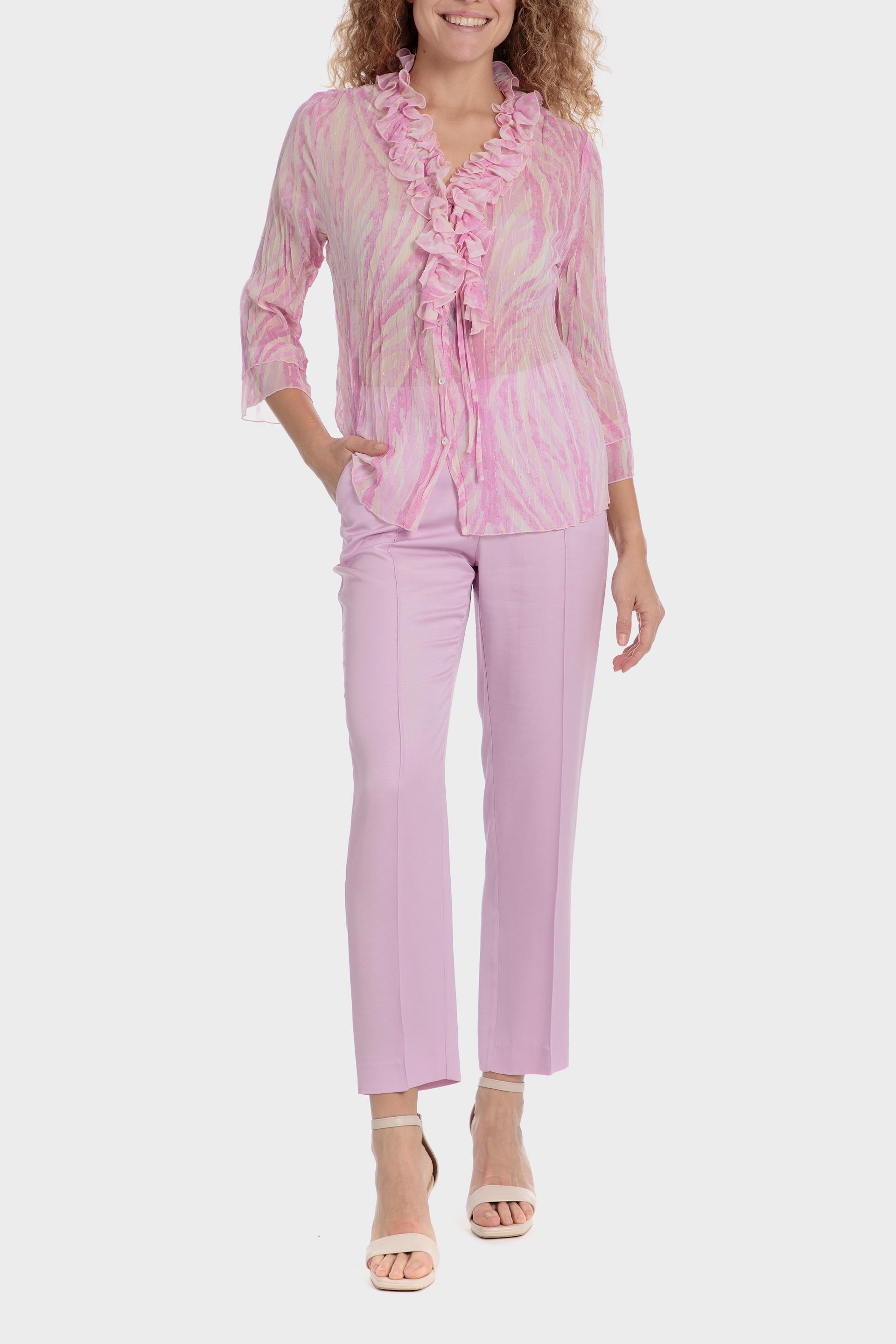 Pink Plain Casual Ankle-Length Trousers, 3701_323, medium