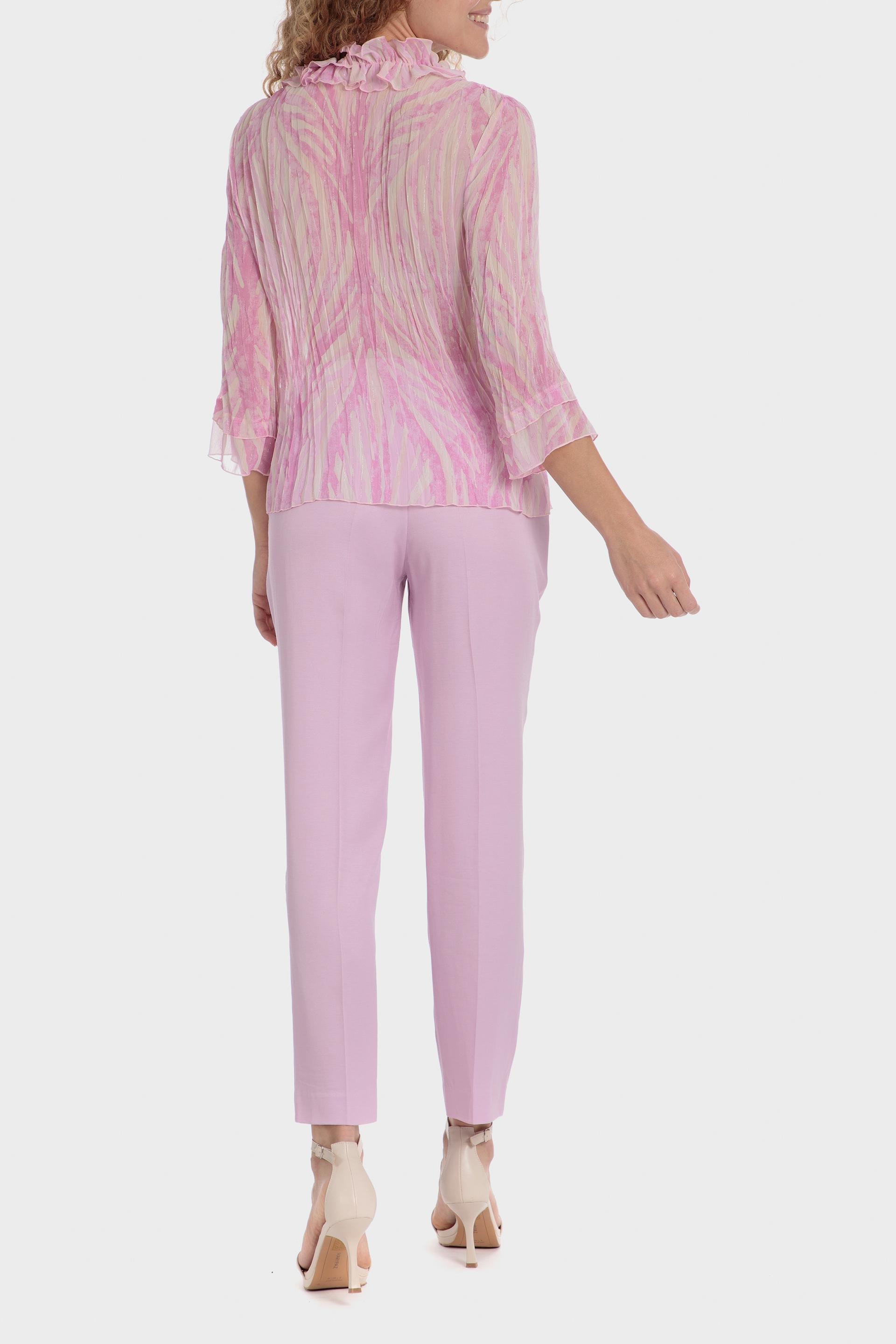 Pink Plain Casual Ankle-Length Trousers, 3701_323, large image number 3