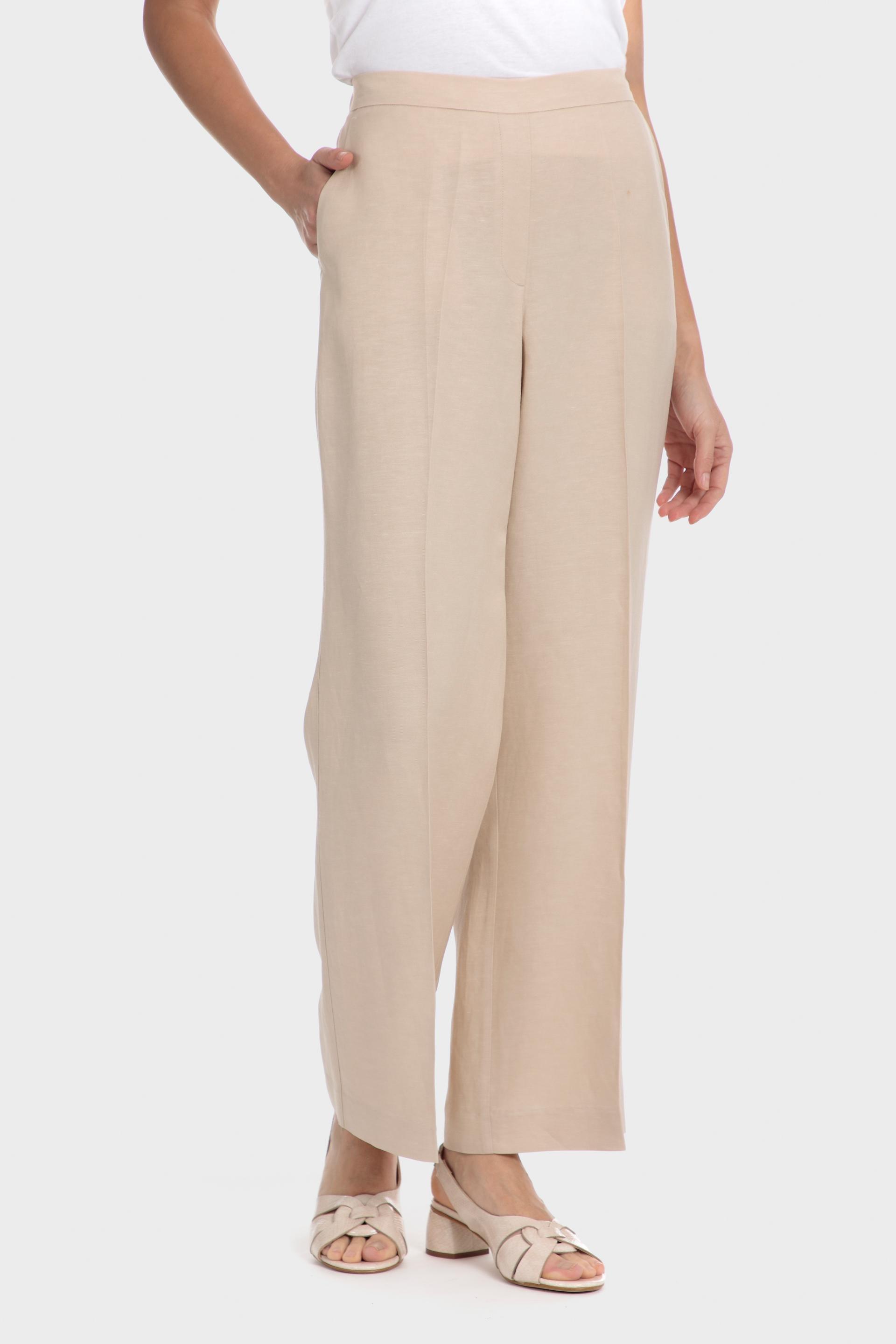 Beige Plain Casual Trousers, , large image number 1