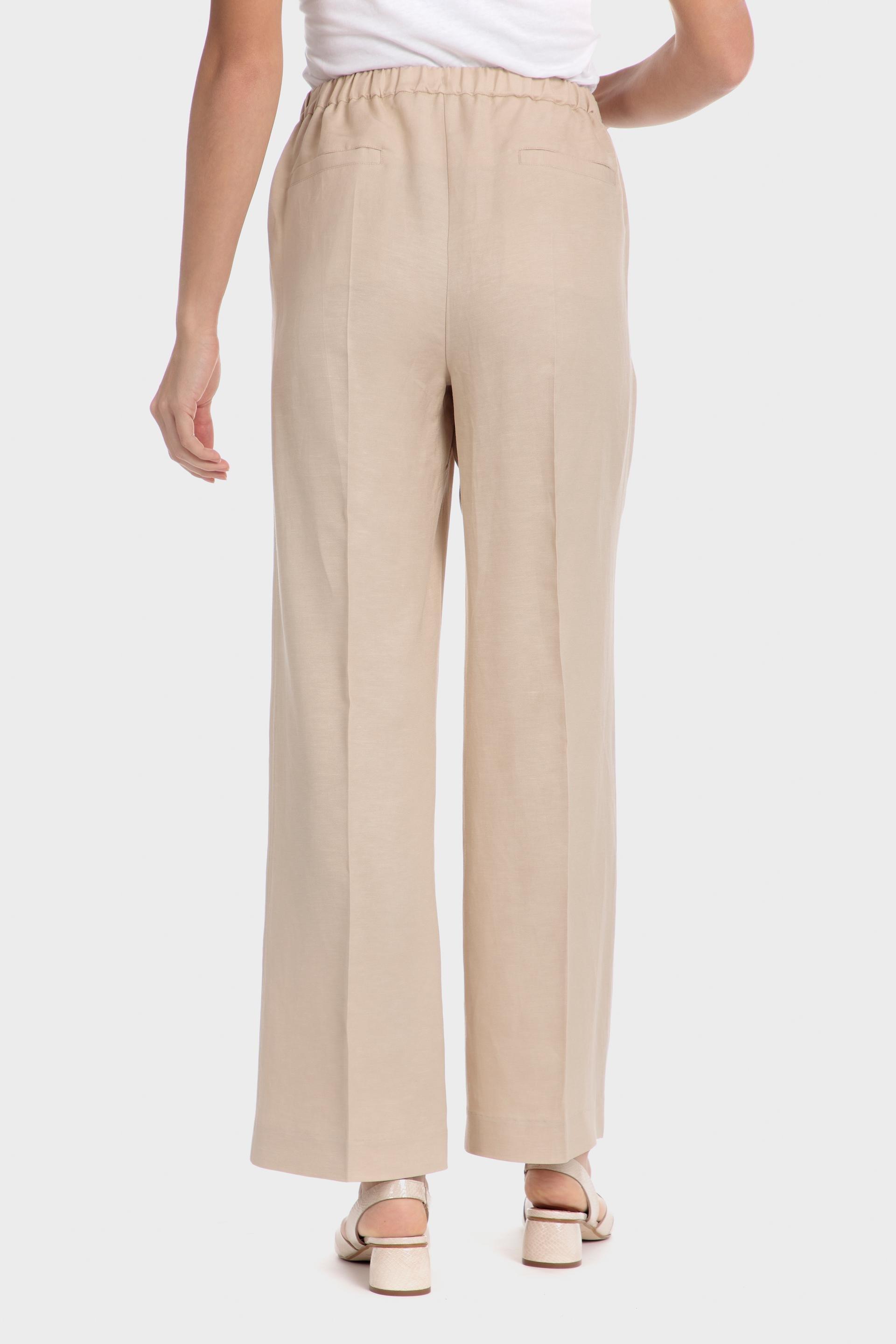 Beige Plain Casual Trousers, , large image number 2