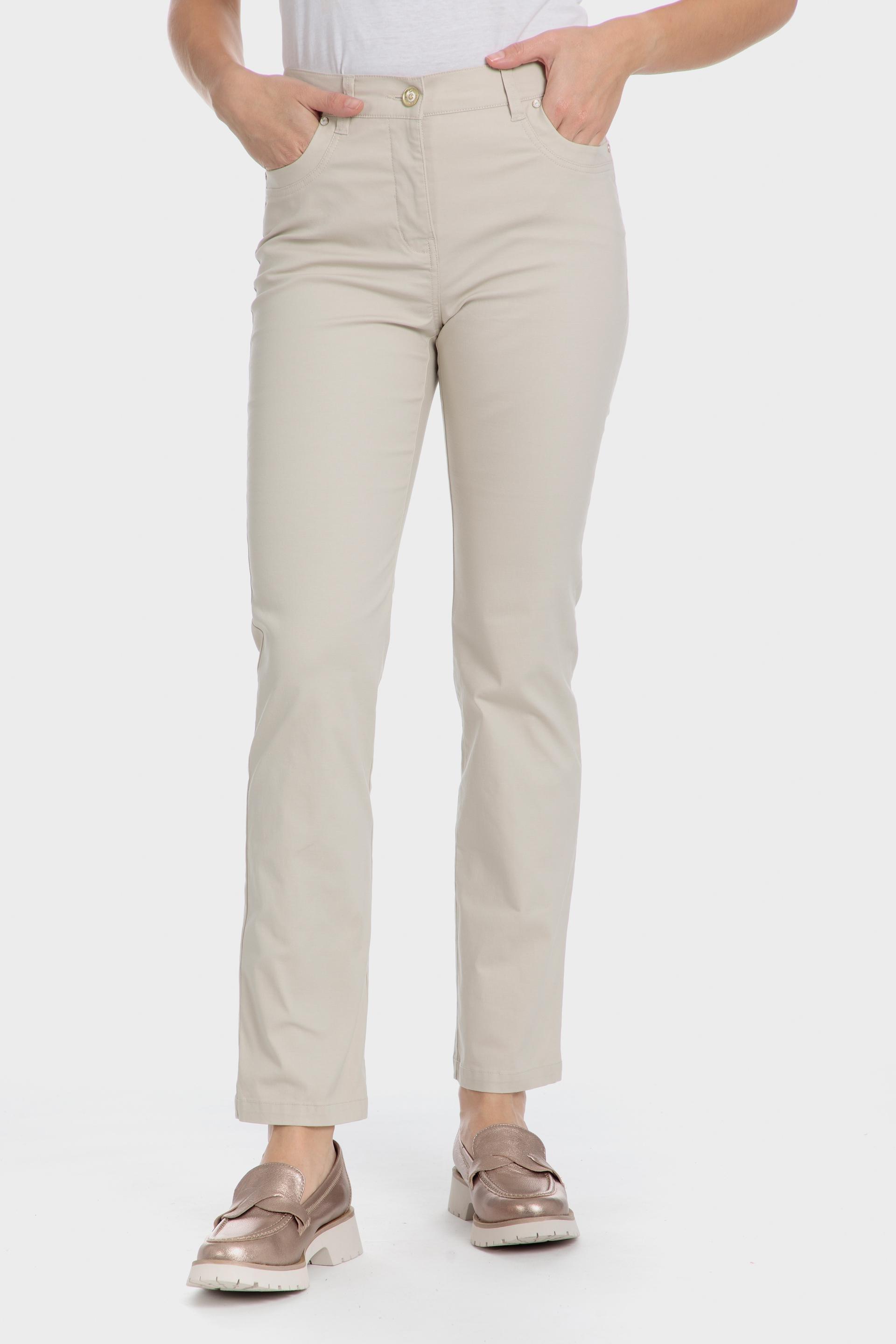 Beige Cotton Trousers With Elastic, , large image number 1