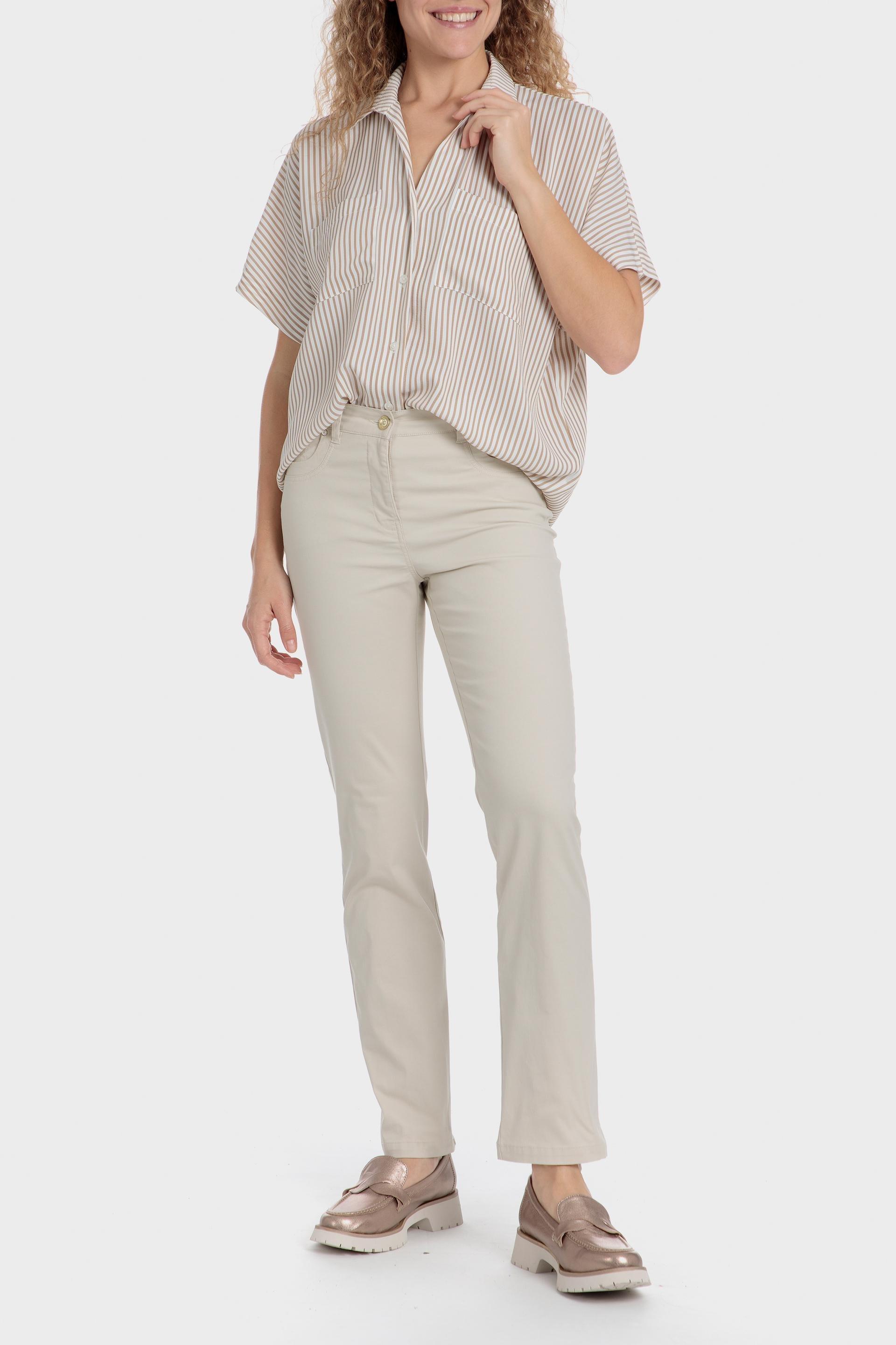 Beige Cotton Trousers With Elastic, , large image number 3