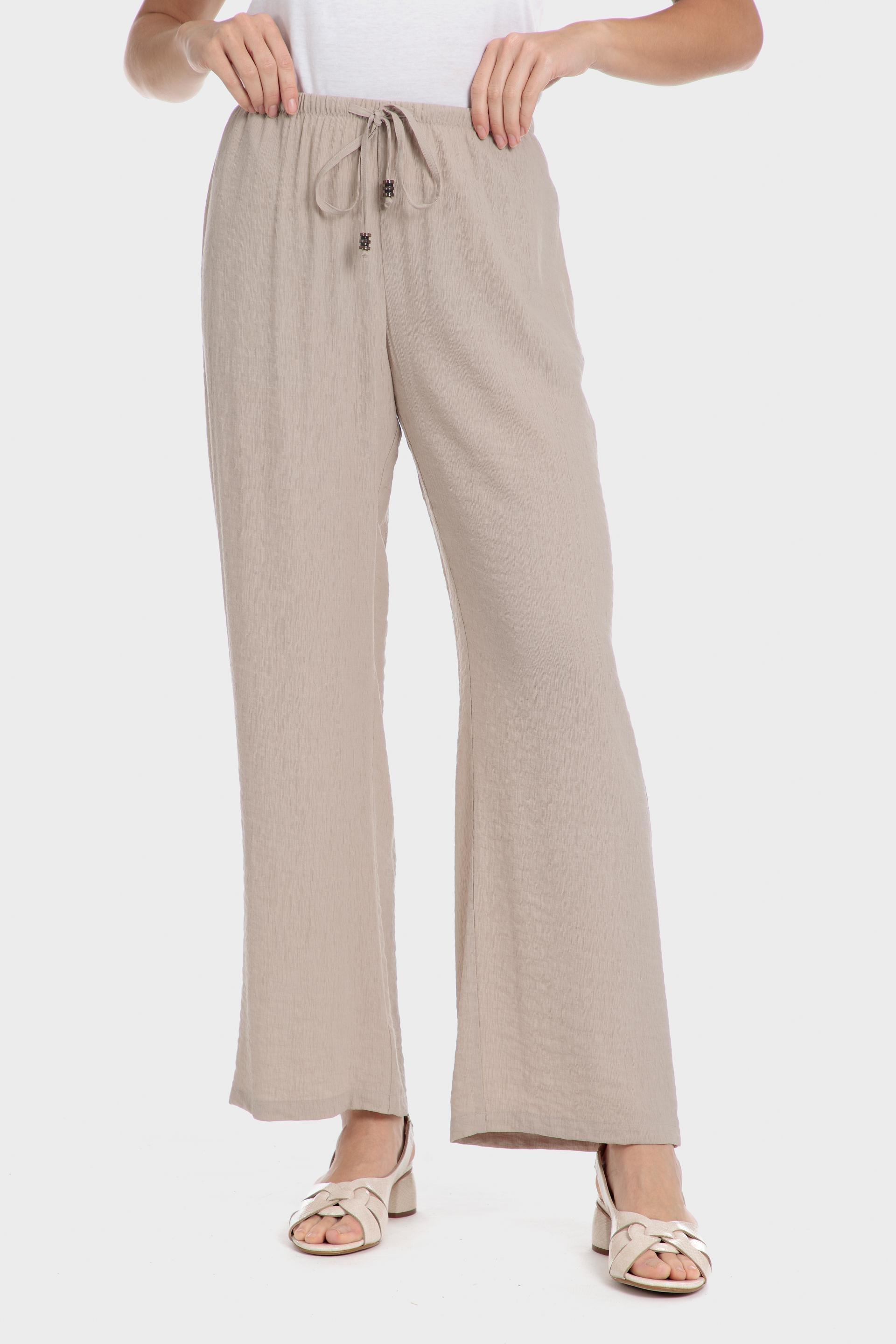 Beige Plain Casual Trousers, , large image number 2