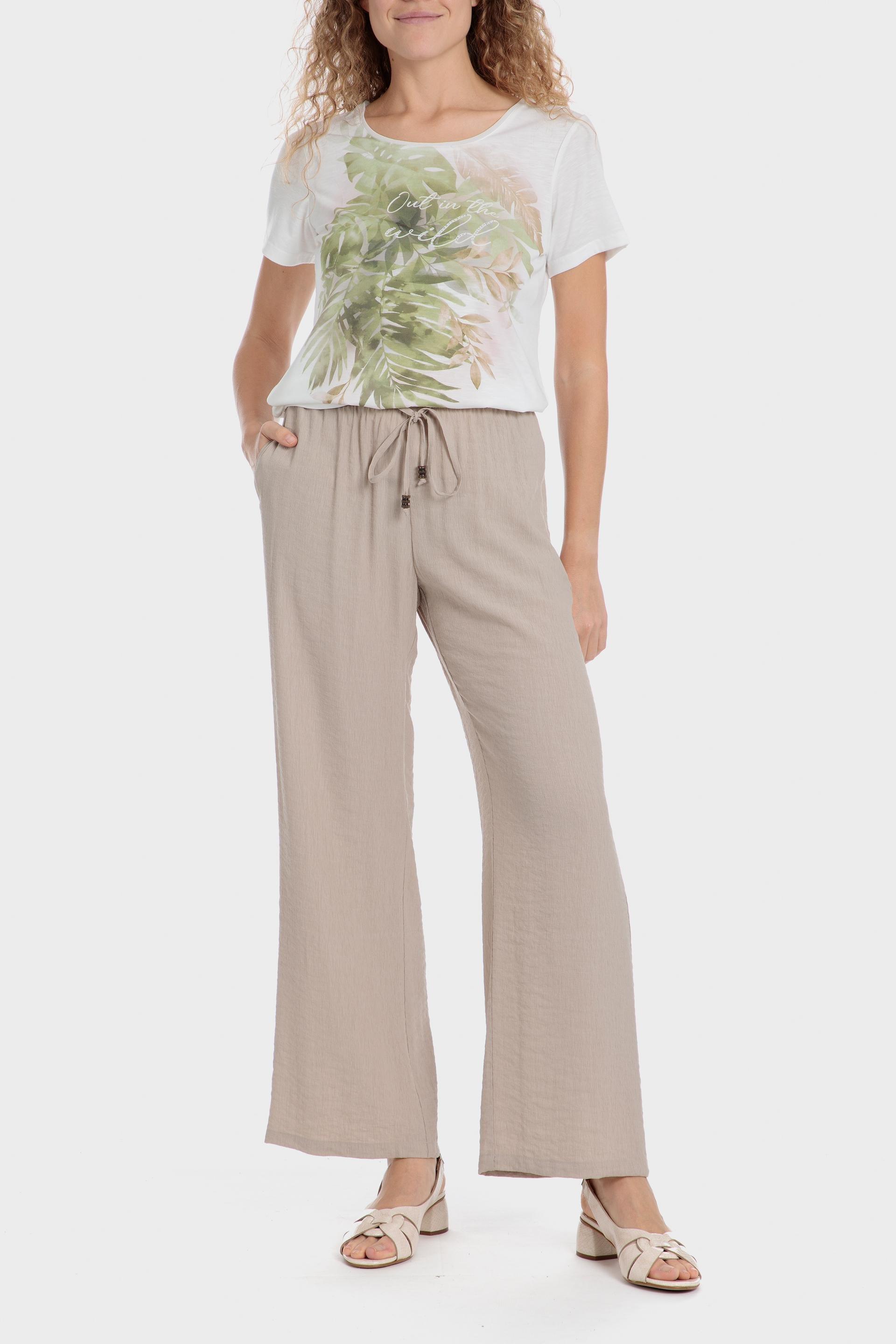 Beige Plain Casual Trousers, , large image number 3