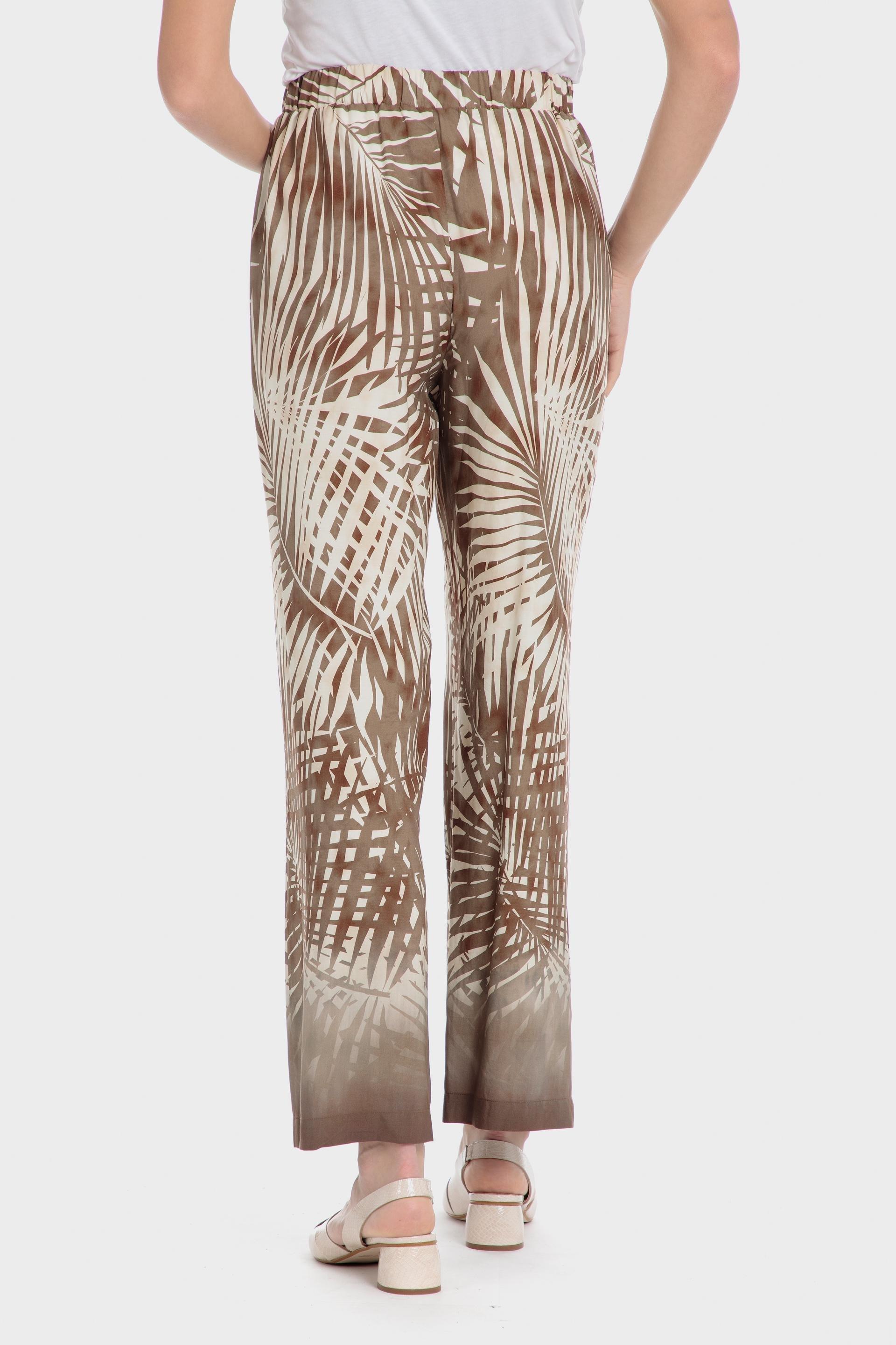 Beige Tropical Print Trousers, , large image number 1