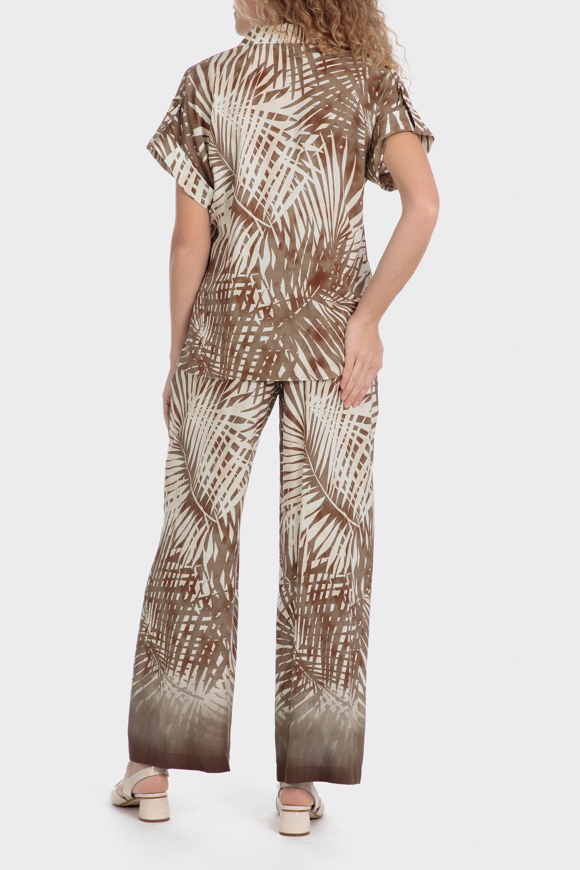 Beige Tropical Print Trousers, , large image number 3