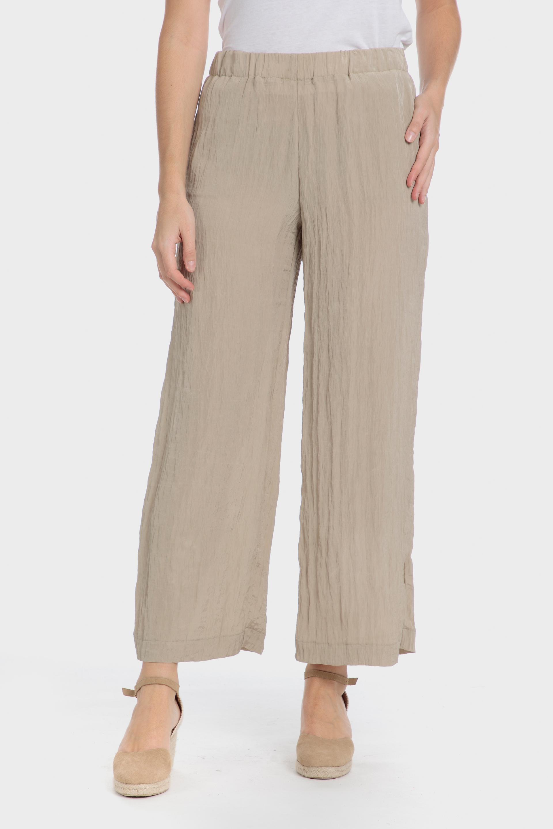 Beige Elastic Waist Trousers, , medium