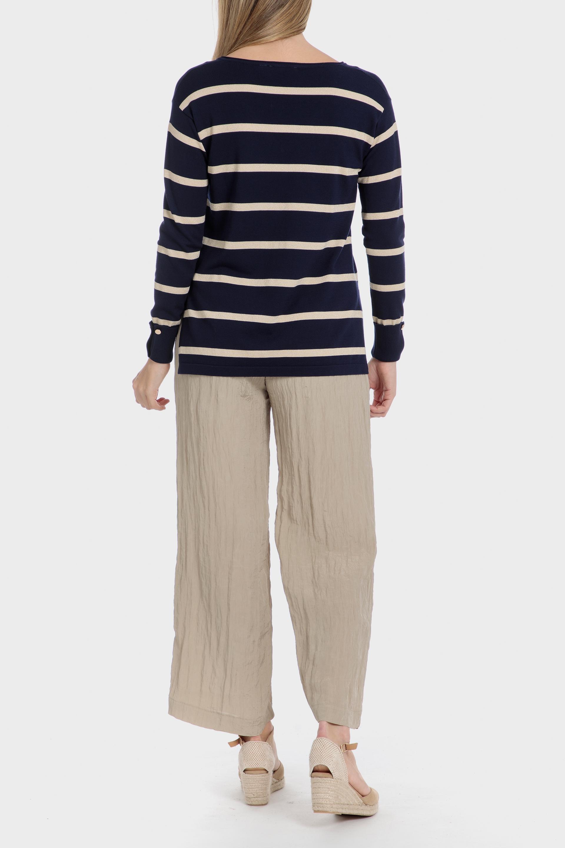 Beige Elastic Waist Trousers, , large image number 3