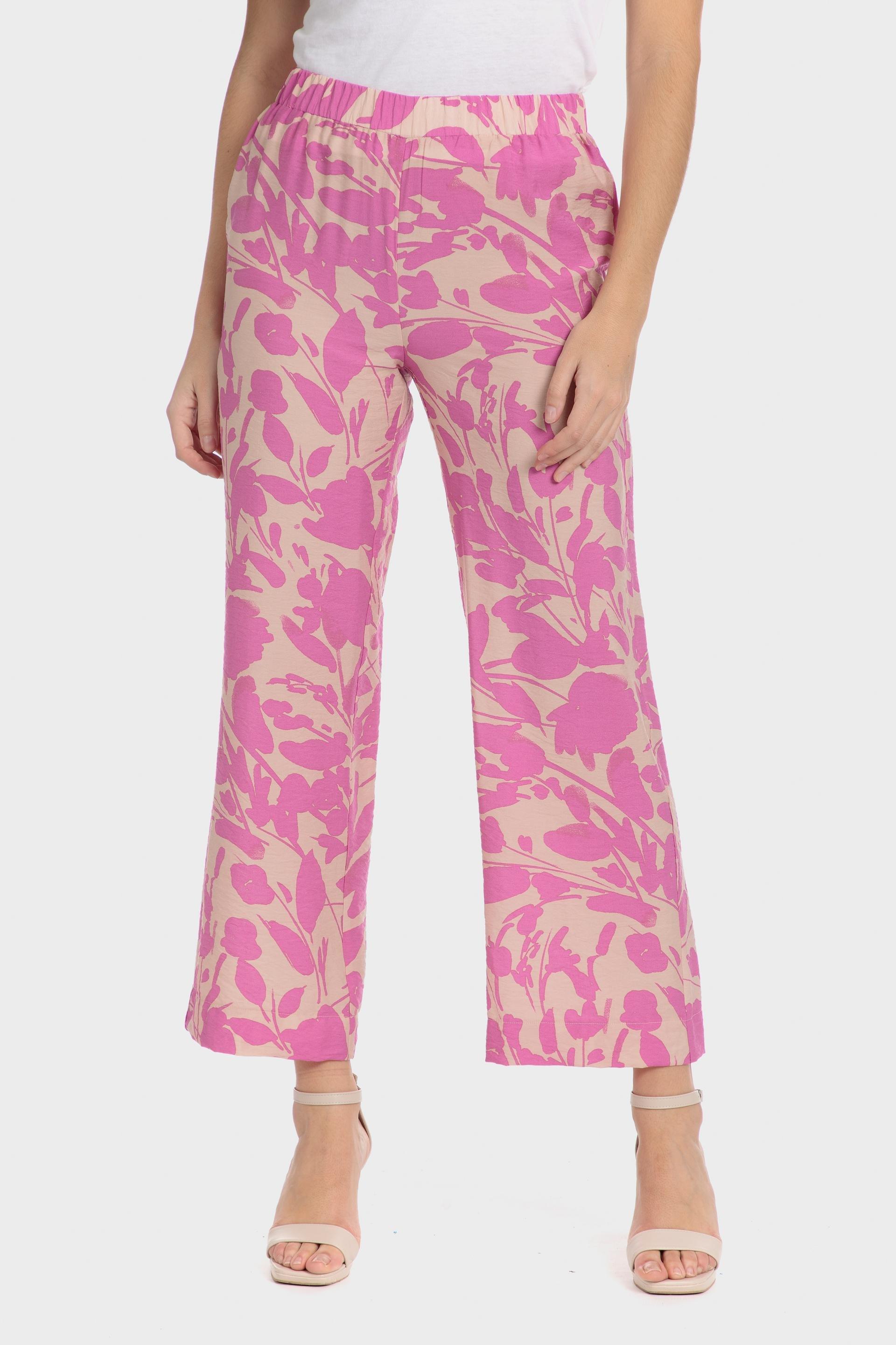 Pink Printed Casual Trousers, , large image number 1