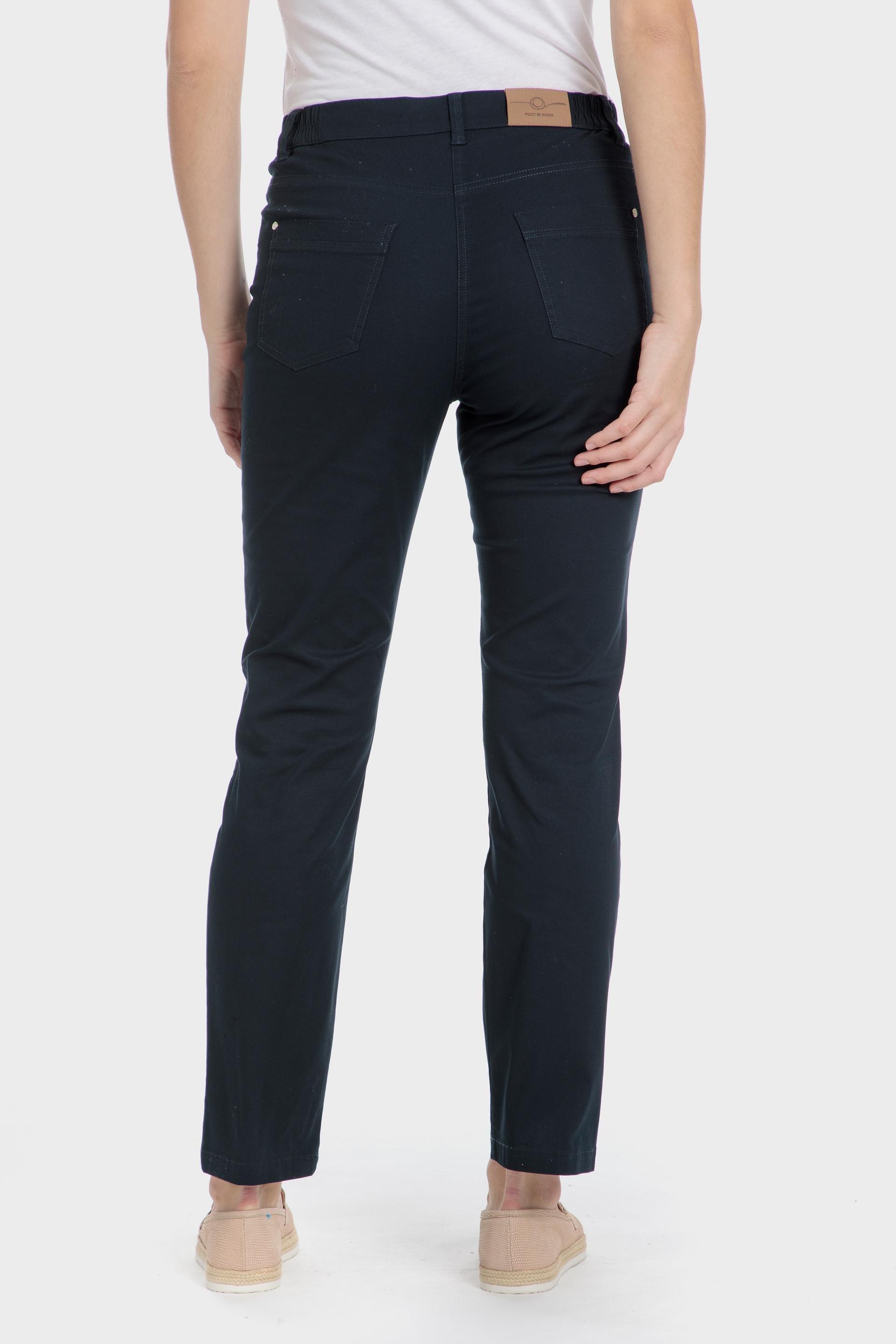 Black Cotton Trousers With Elastic, Blue Navy, large image number 3