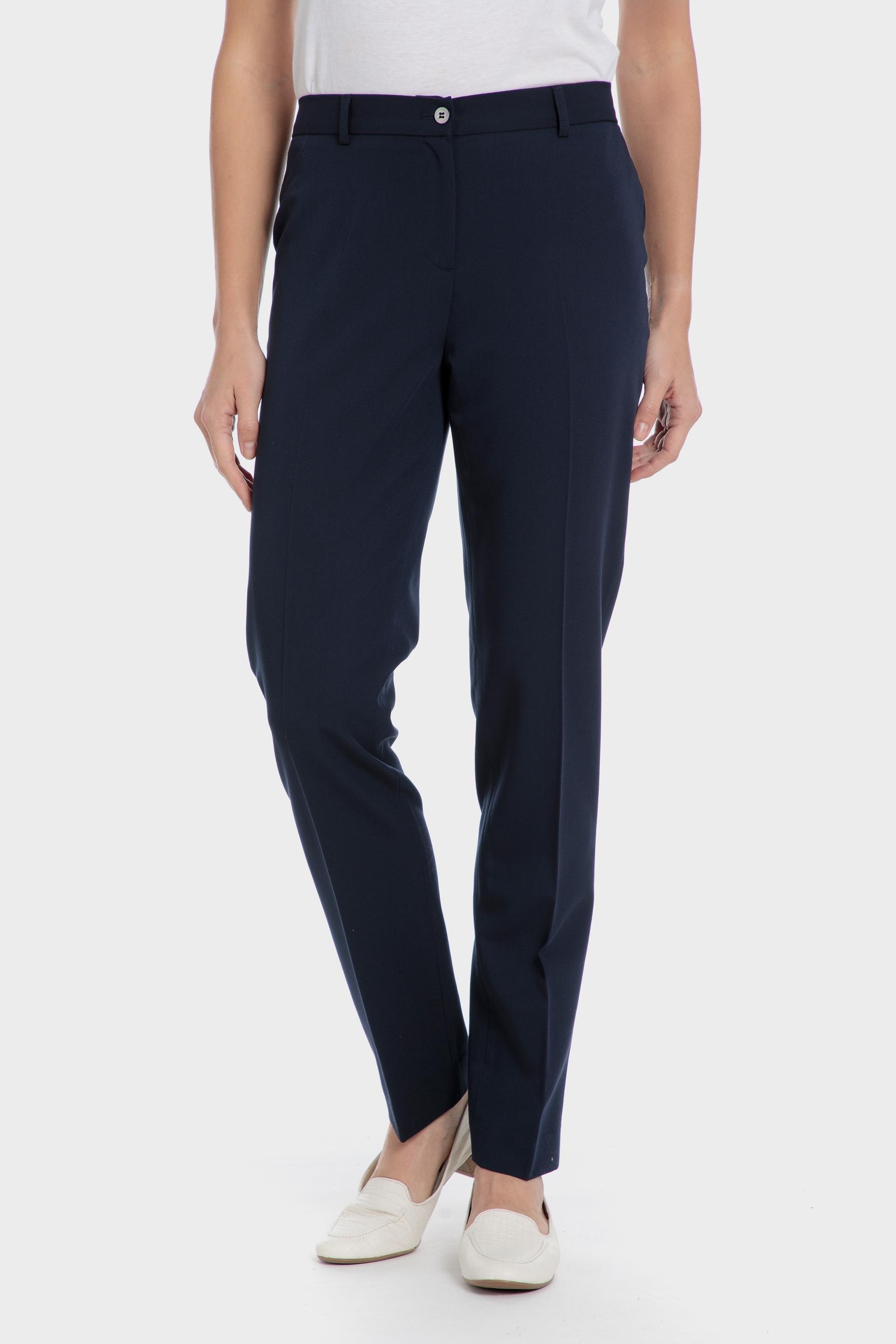 Navy Plain Casual Trousers, 3701_104, large image number 0