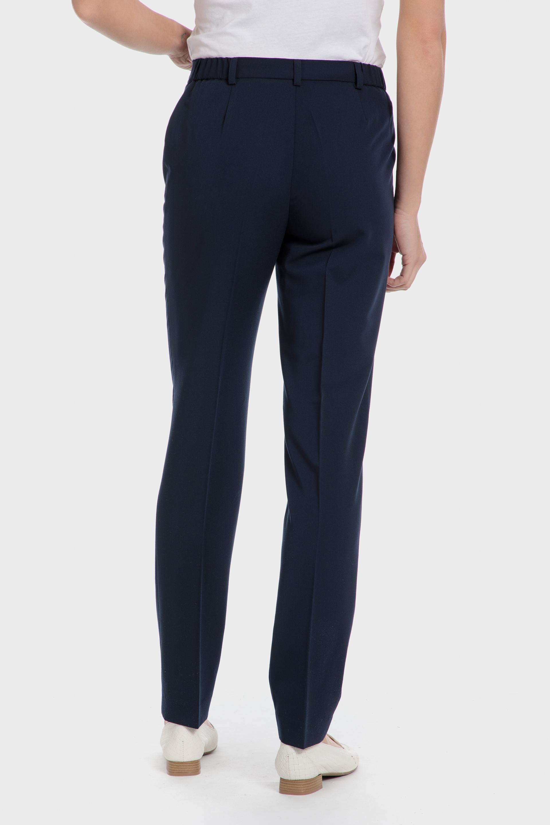 Navy Plain Casual Trousers, 3701_104, large image number 3