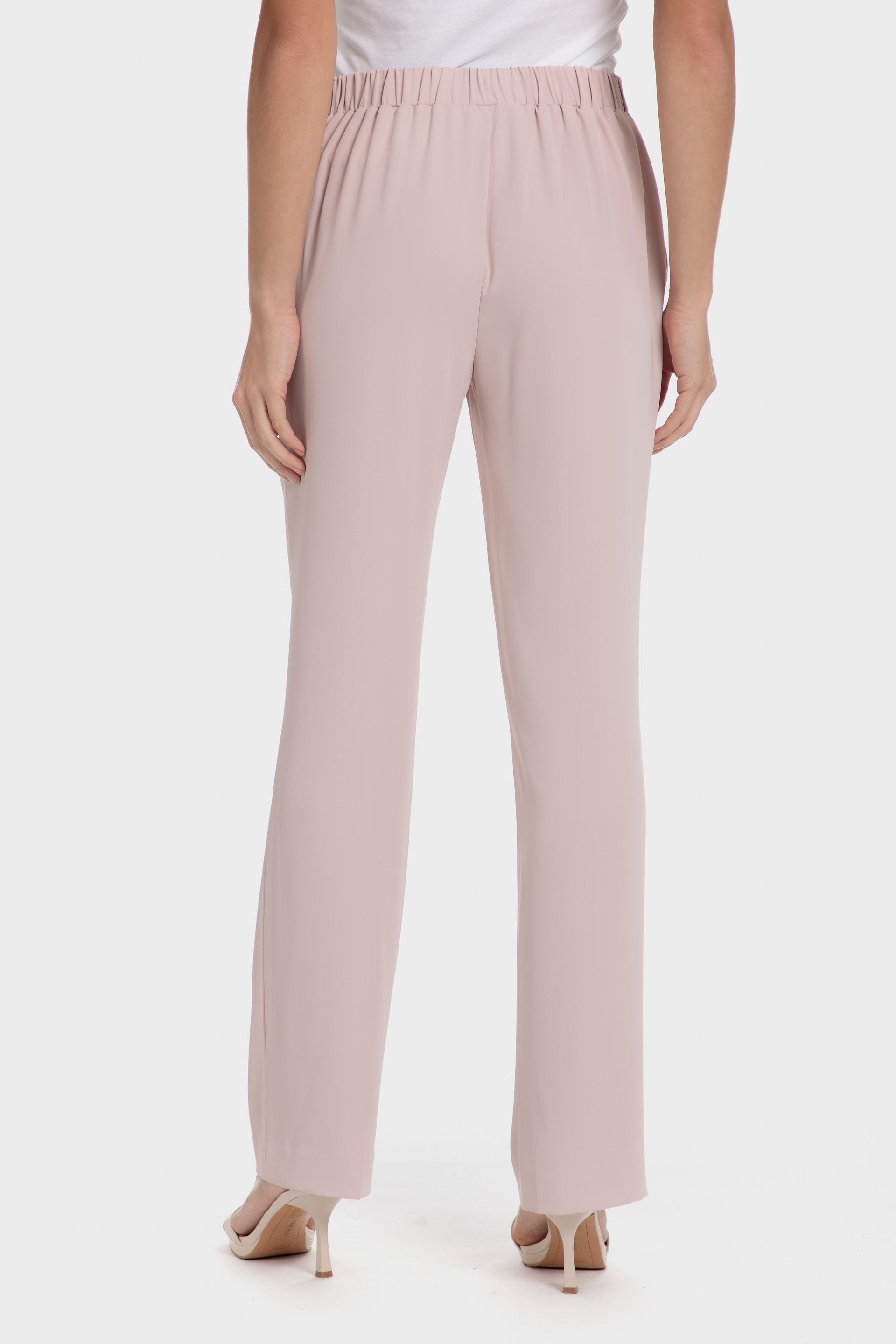 Elastic Waist Plain Casual Trousers, Pink Powder, large image number 3