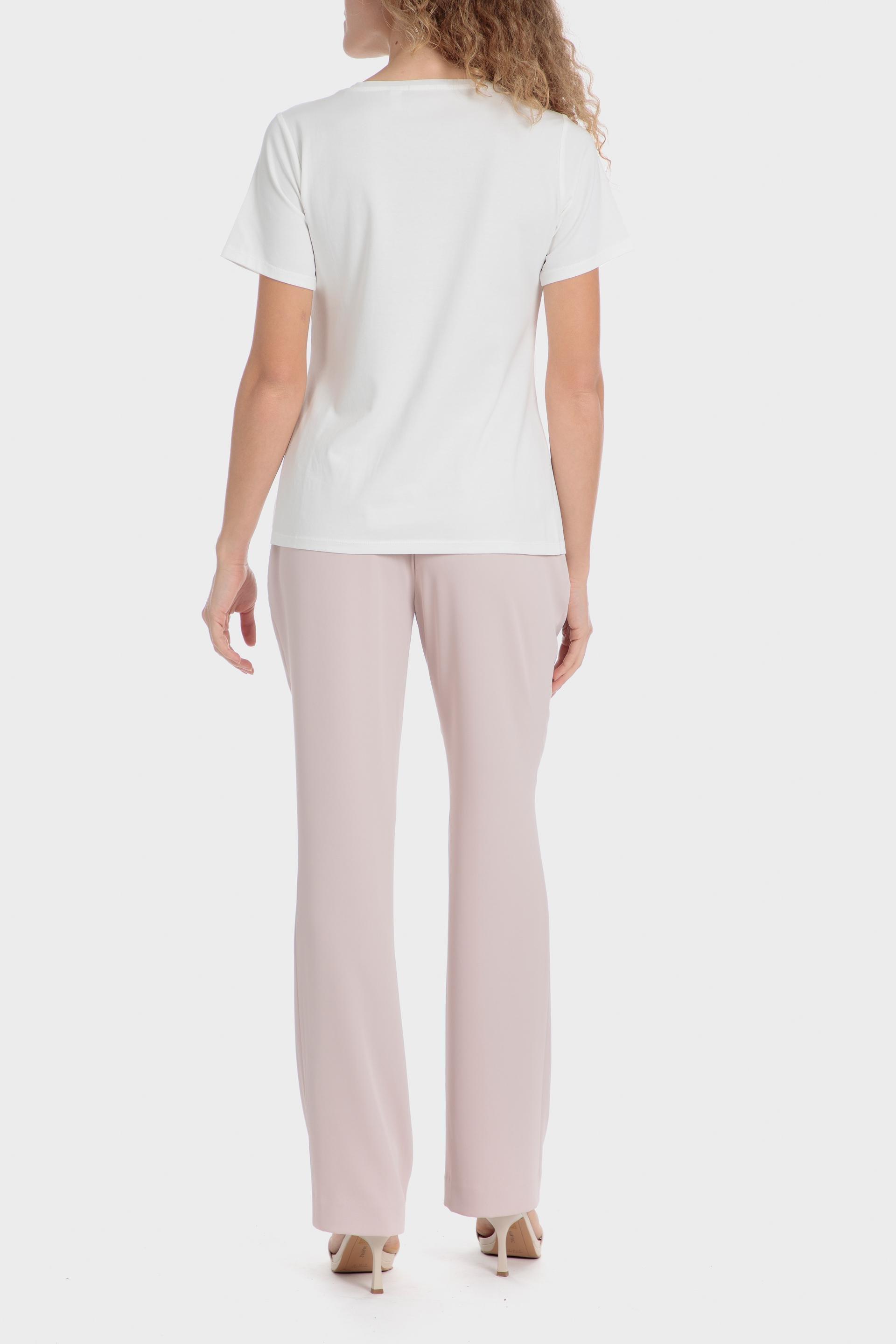 Elastic Waist Plain Casual Trousers, Pink Powder, large image number 4