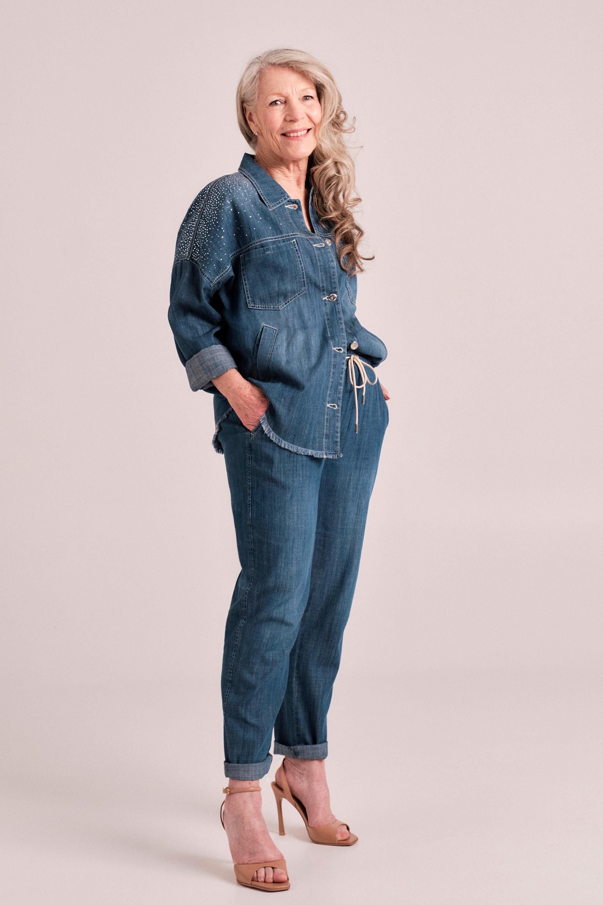 Blue Plain Casual Ankle-Length Trousers, , large image number 0
