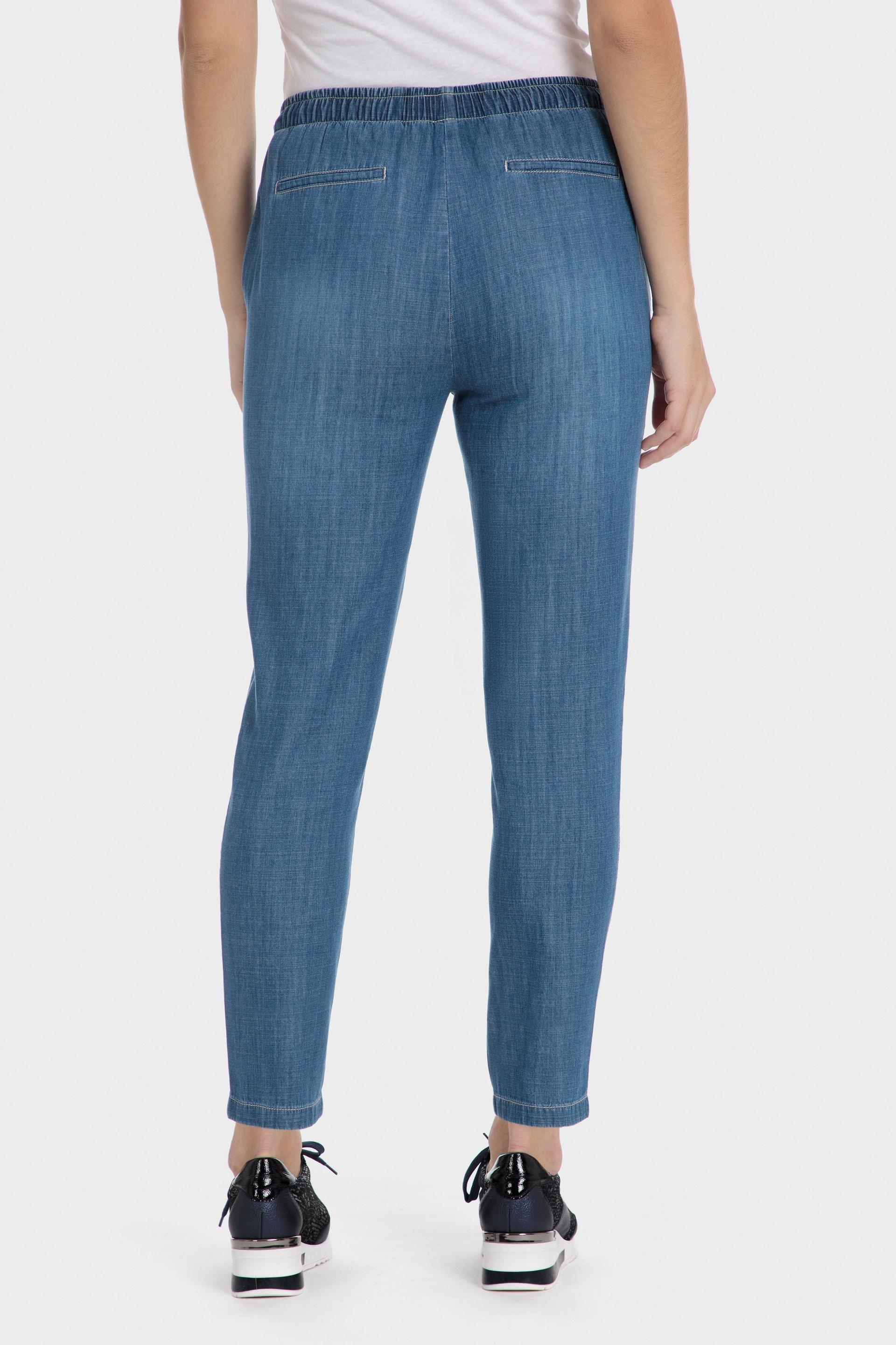 Blue Plain Casual Ankle-Length Trousers, , large image number 2