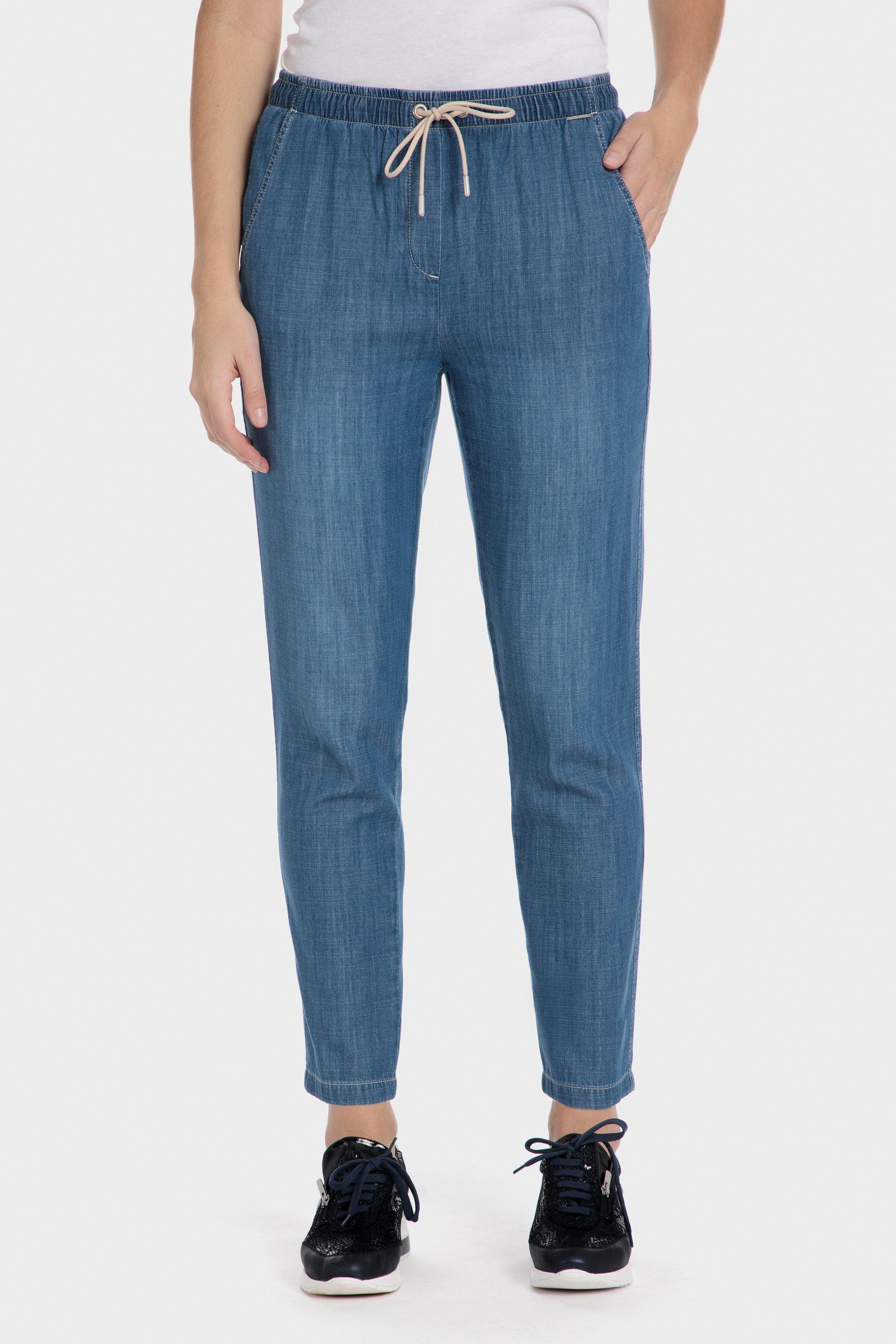 Blue Plain Casual Ankle-Length Trousers, , large image number 5