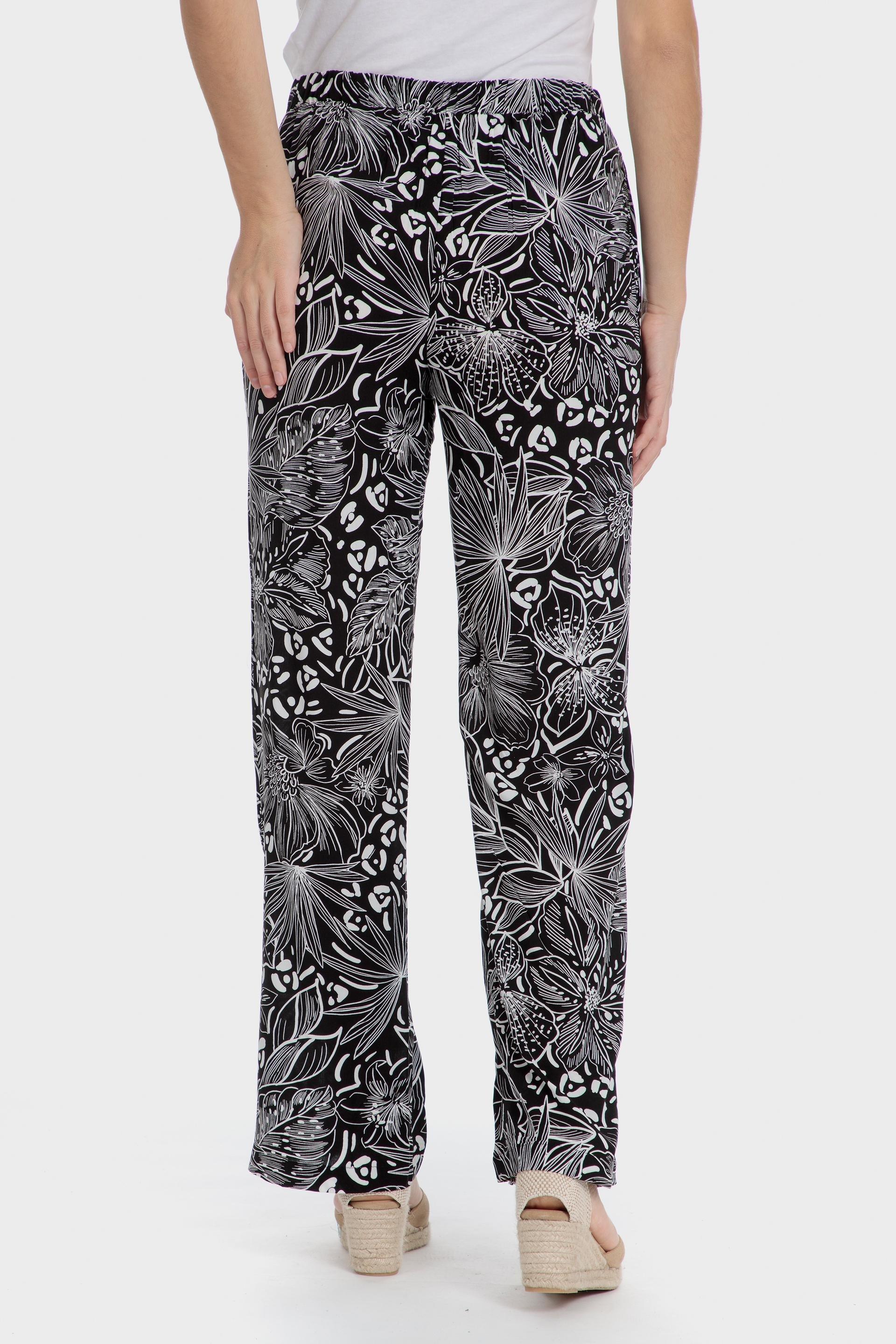 Floral Casual Trousers, Black, medium