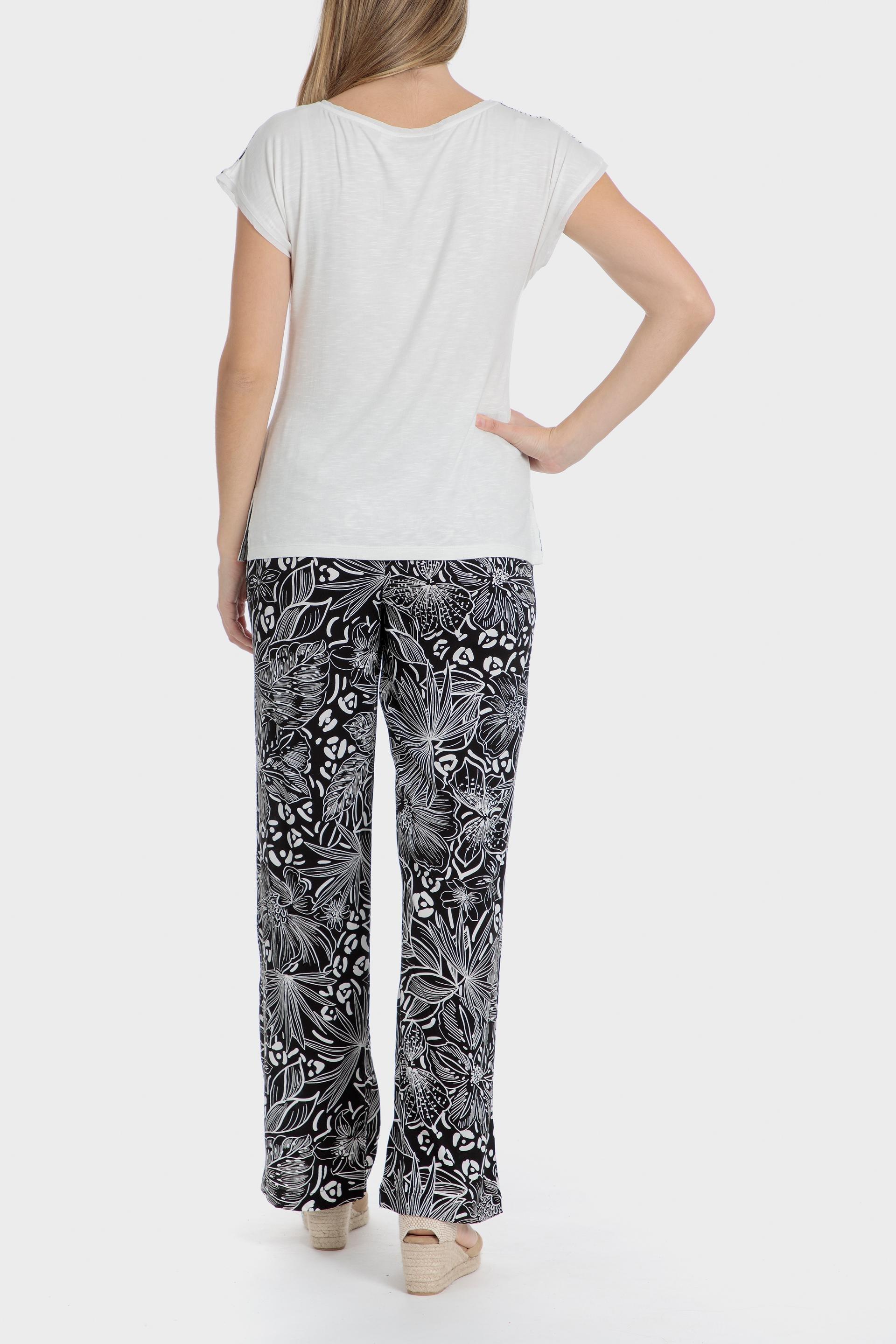 Floral Casual Trousers, Black, large image number 3