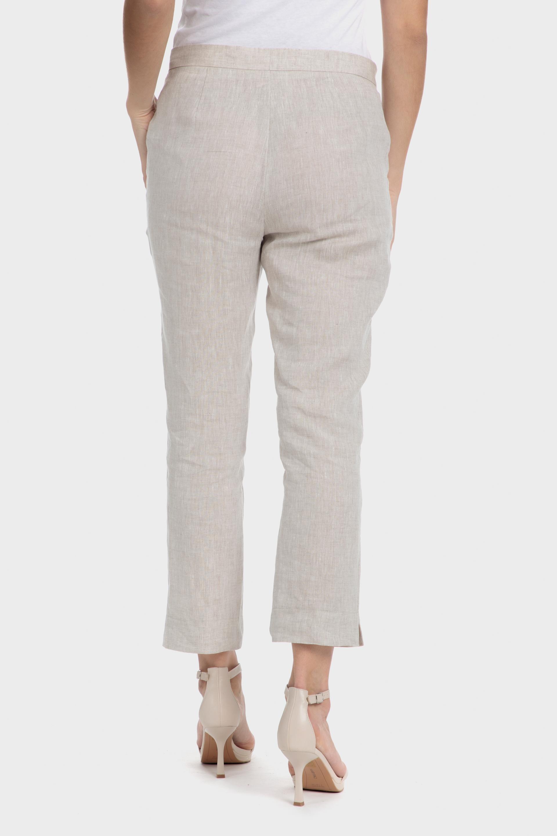 Beige Plain Casual Cropped Trousers, , large image number 1