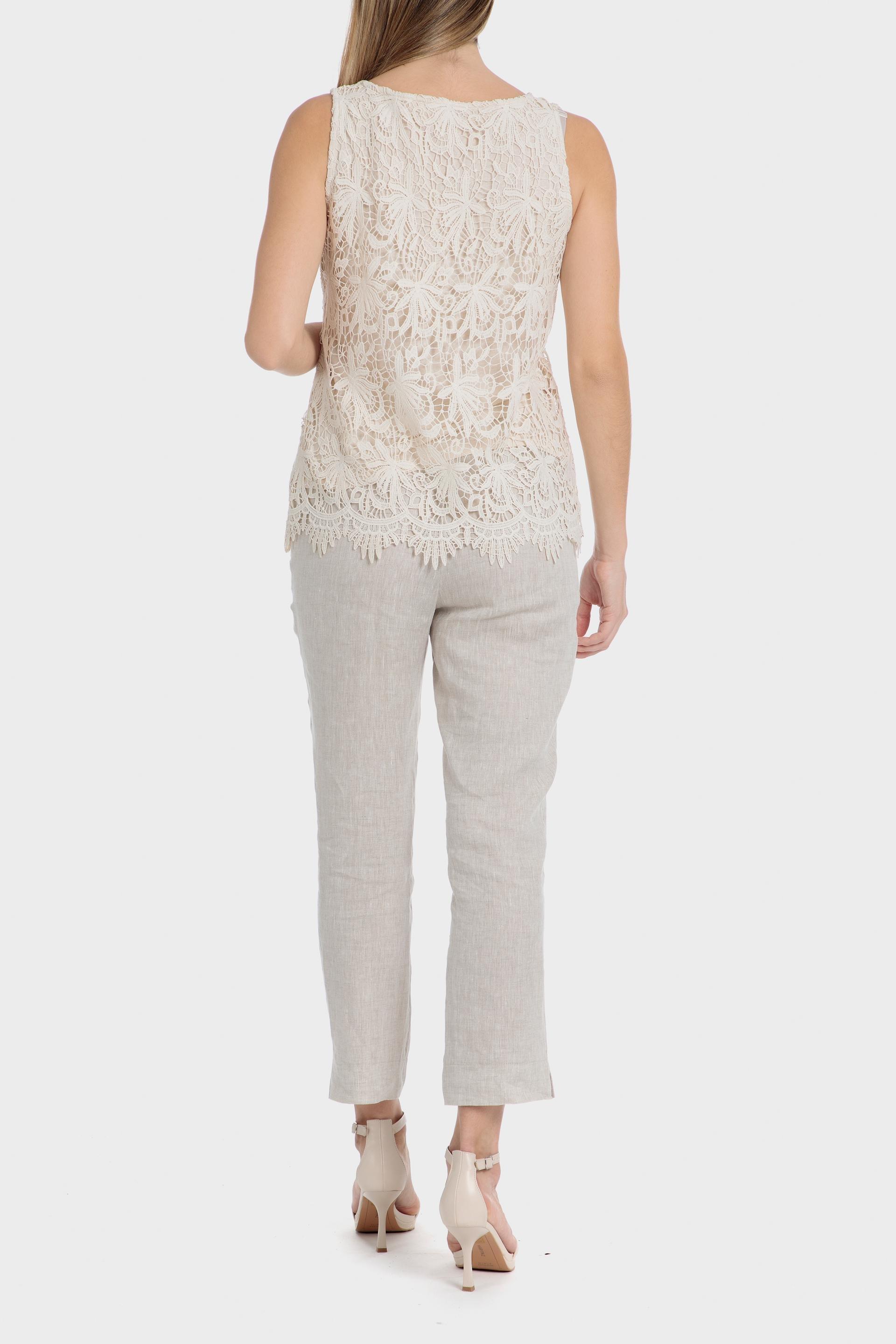 Beige Plain Casual Cropped Trousers, , large image number 3