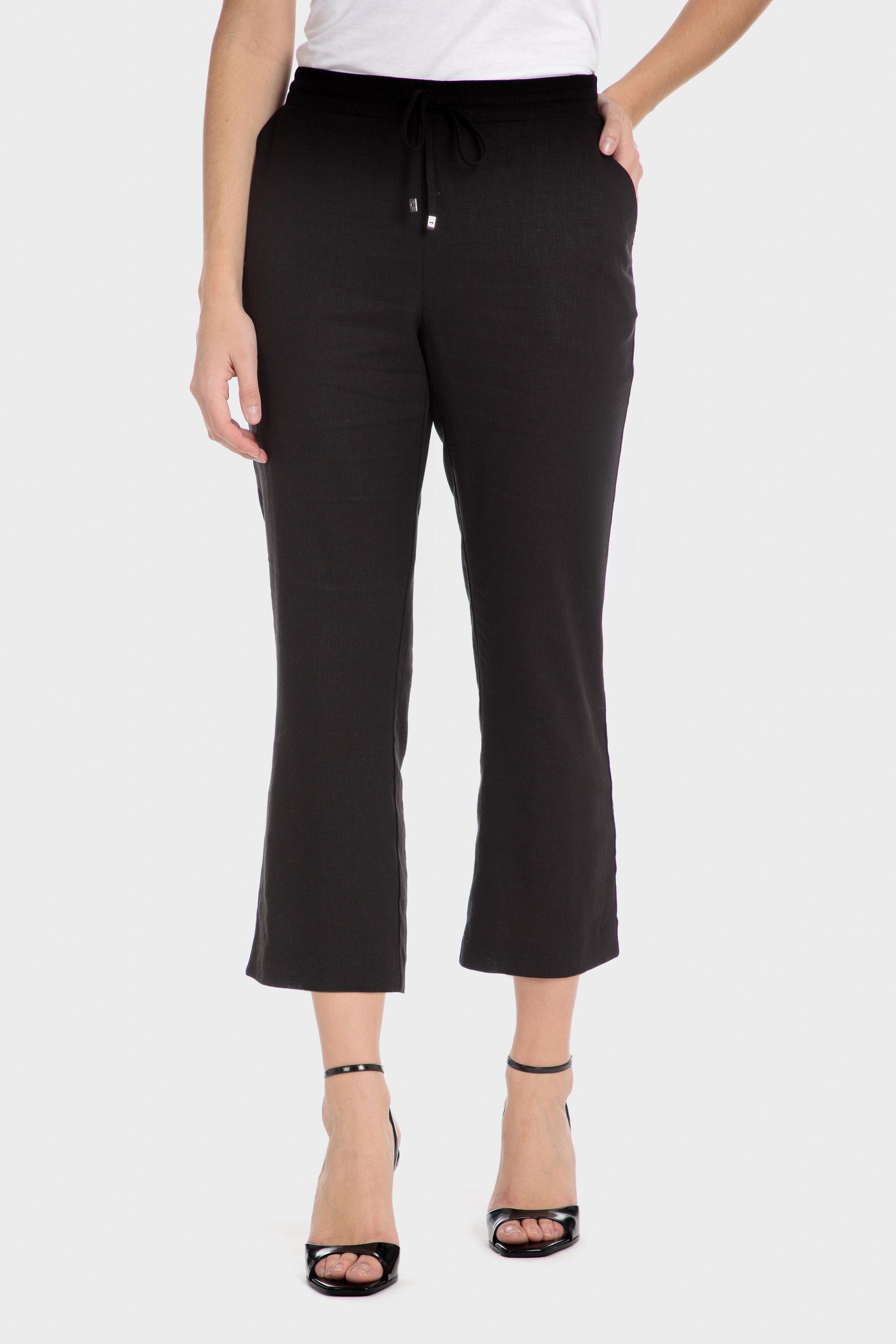 Black Plain Casual Capri, , medium