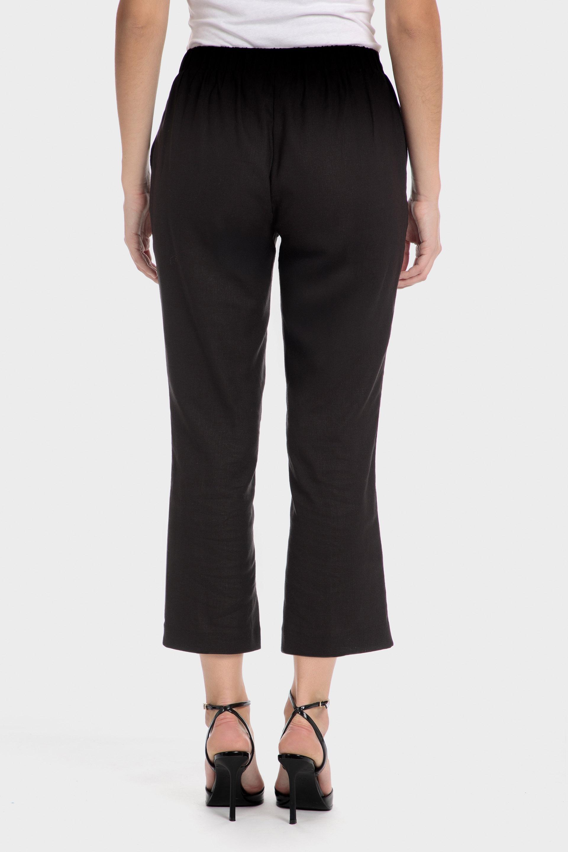 Black Plain Casual Capri, , large image number 1