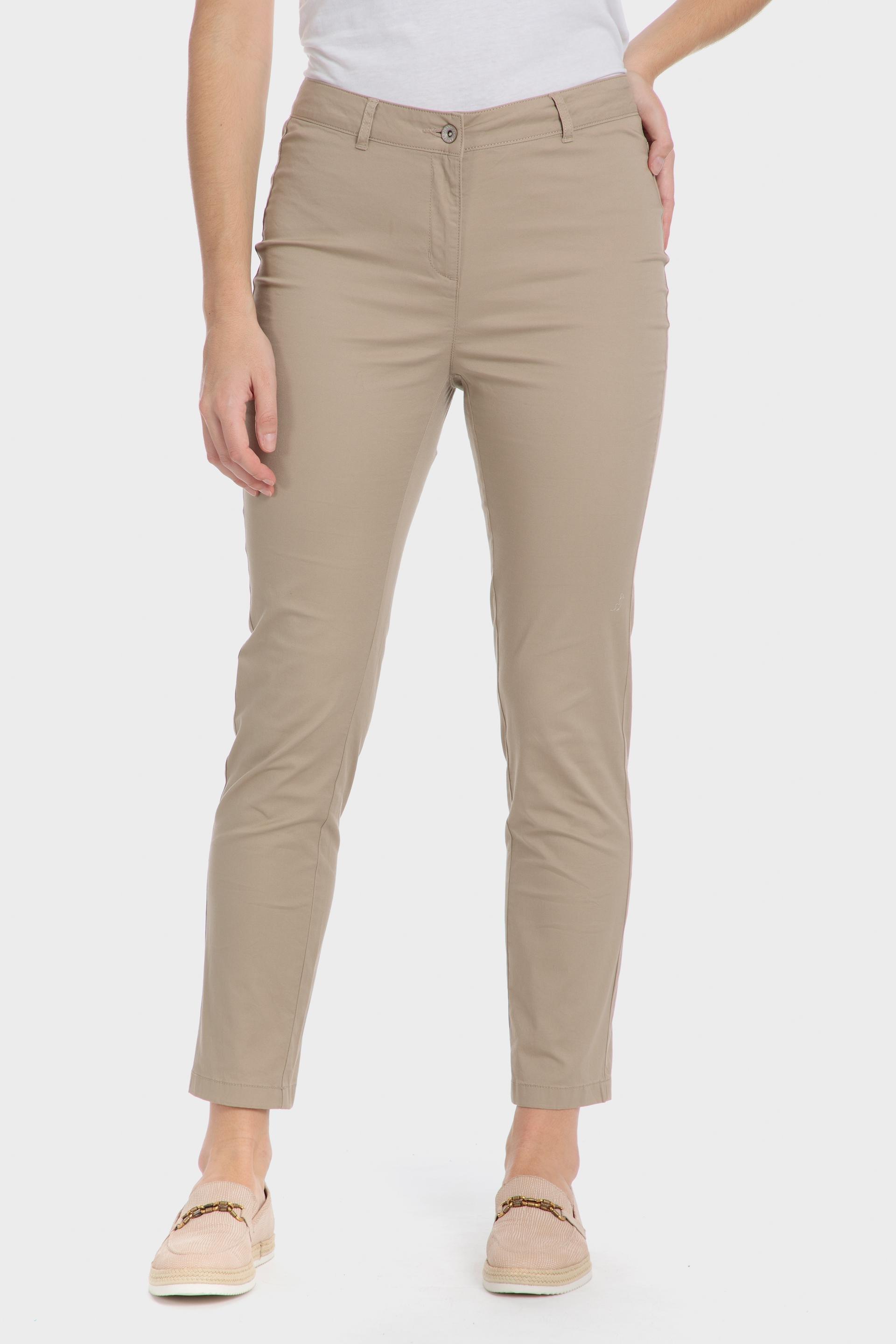 Beige Plain Casual Ankle-Length Trousers, 3701_189, large image number 0