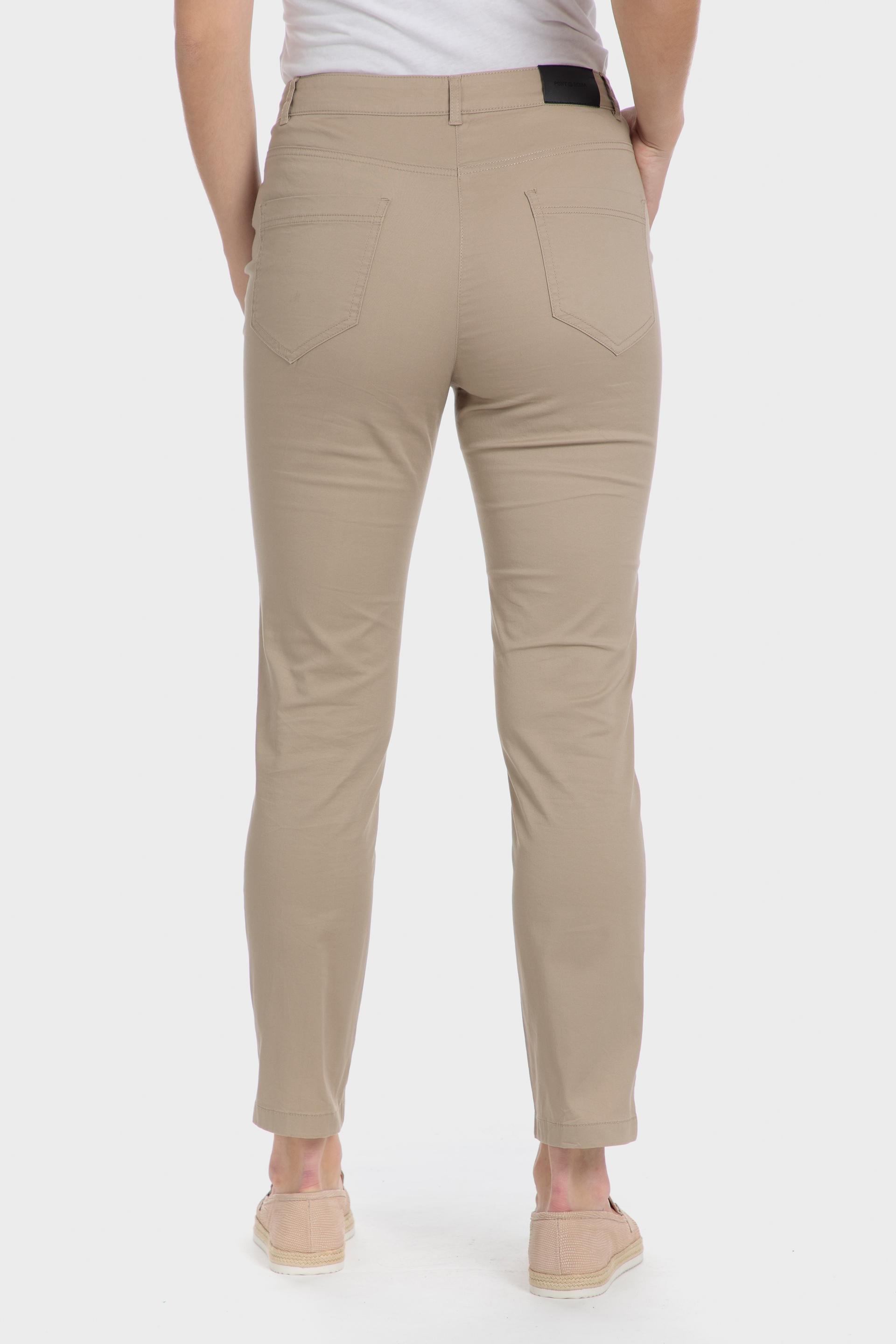 Beige Plain Casual Ankle-Length Trousers, 3701_189, large image number 1