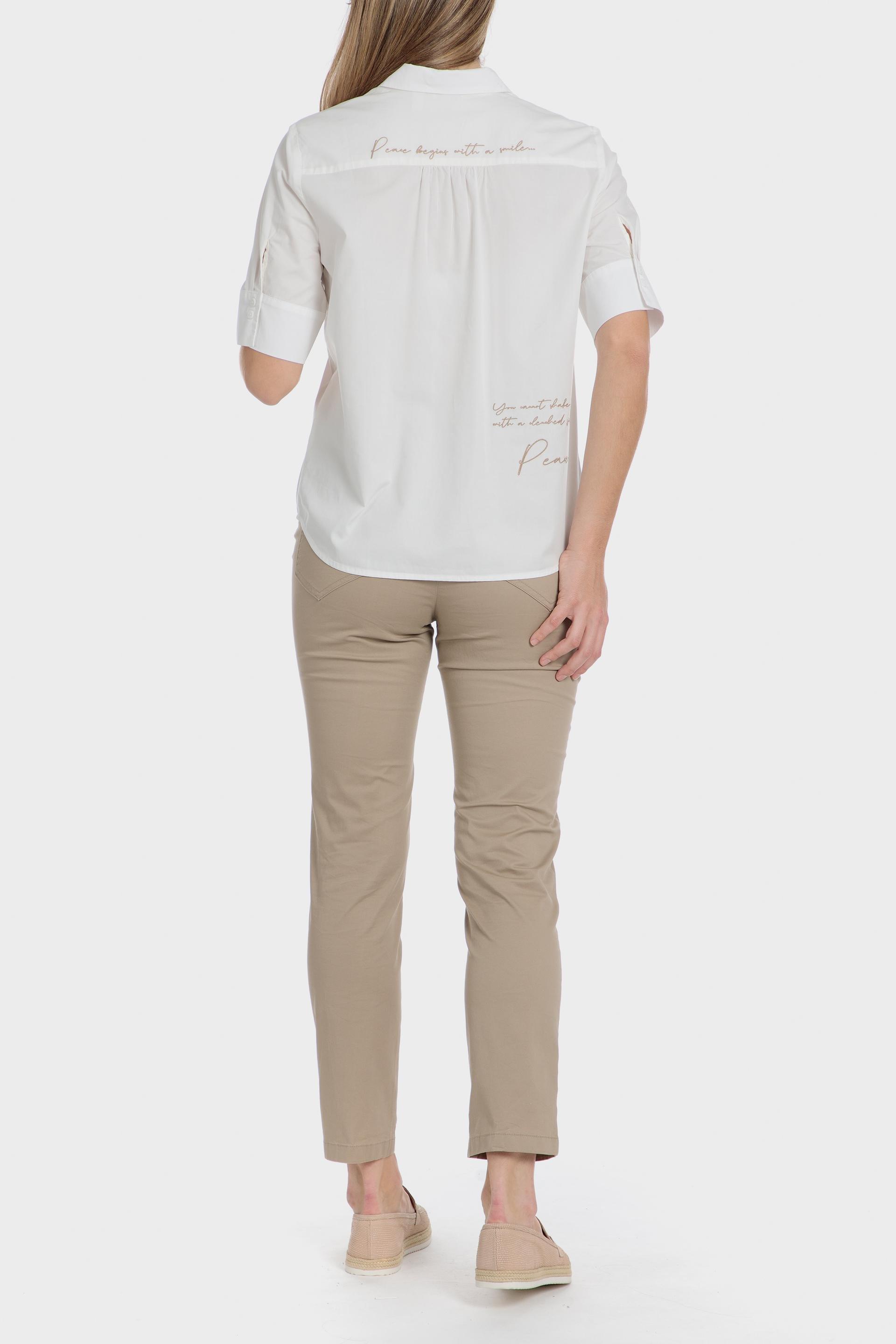 Beige Plain Casual Ankle-Length Trousers, 3701_189, large image number 3