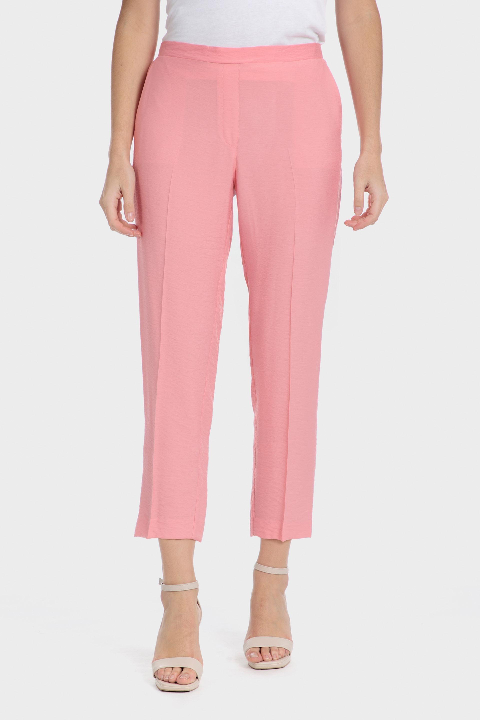 Pink Plain Casual Cropped Trousers, , large image number 0