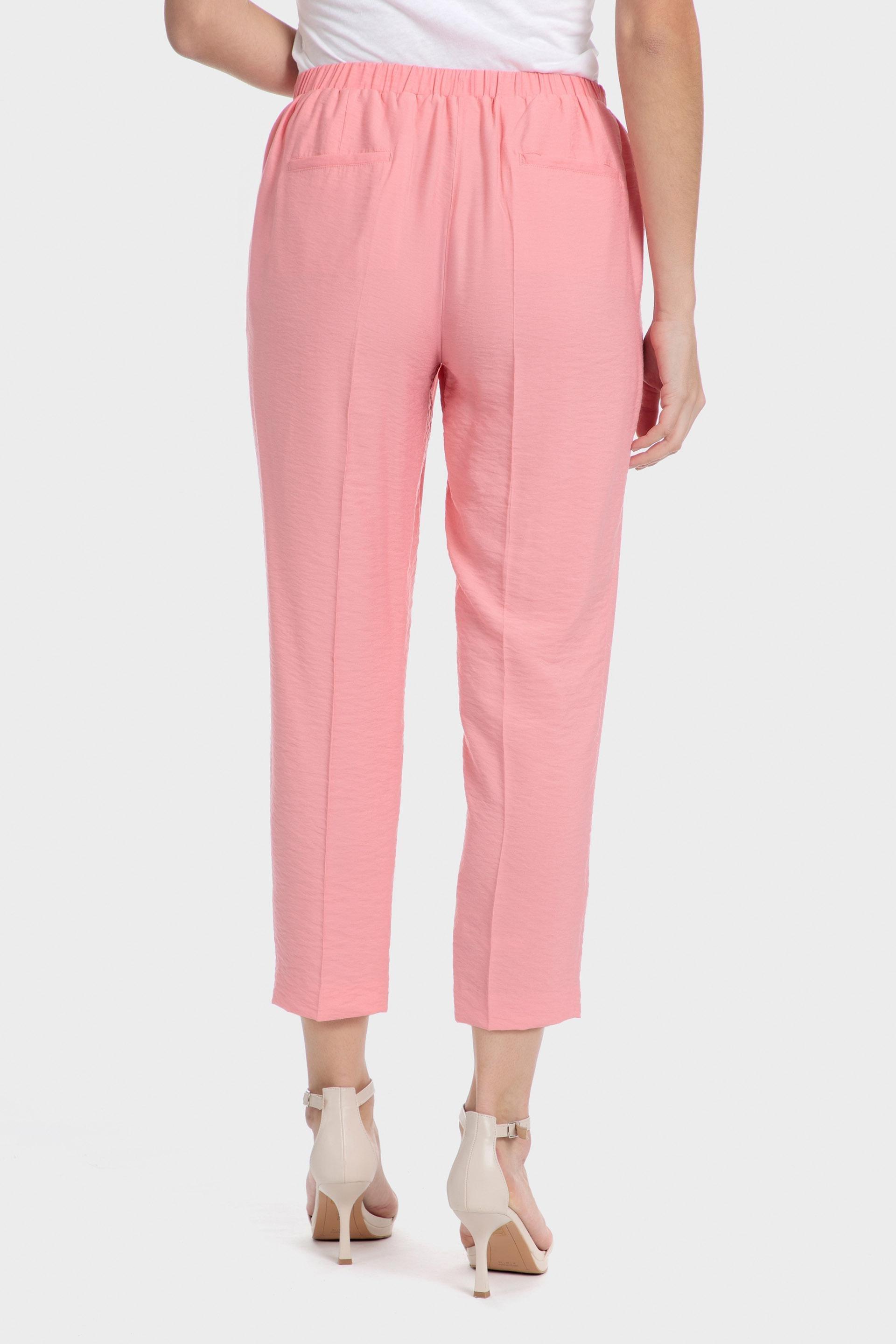 Pink Plain Casual Cropped Trousers, , large image number 1