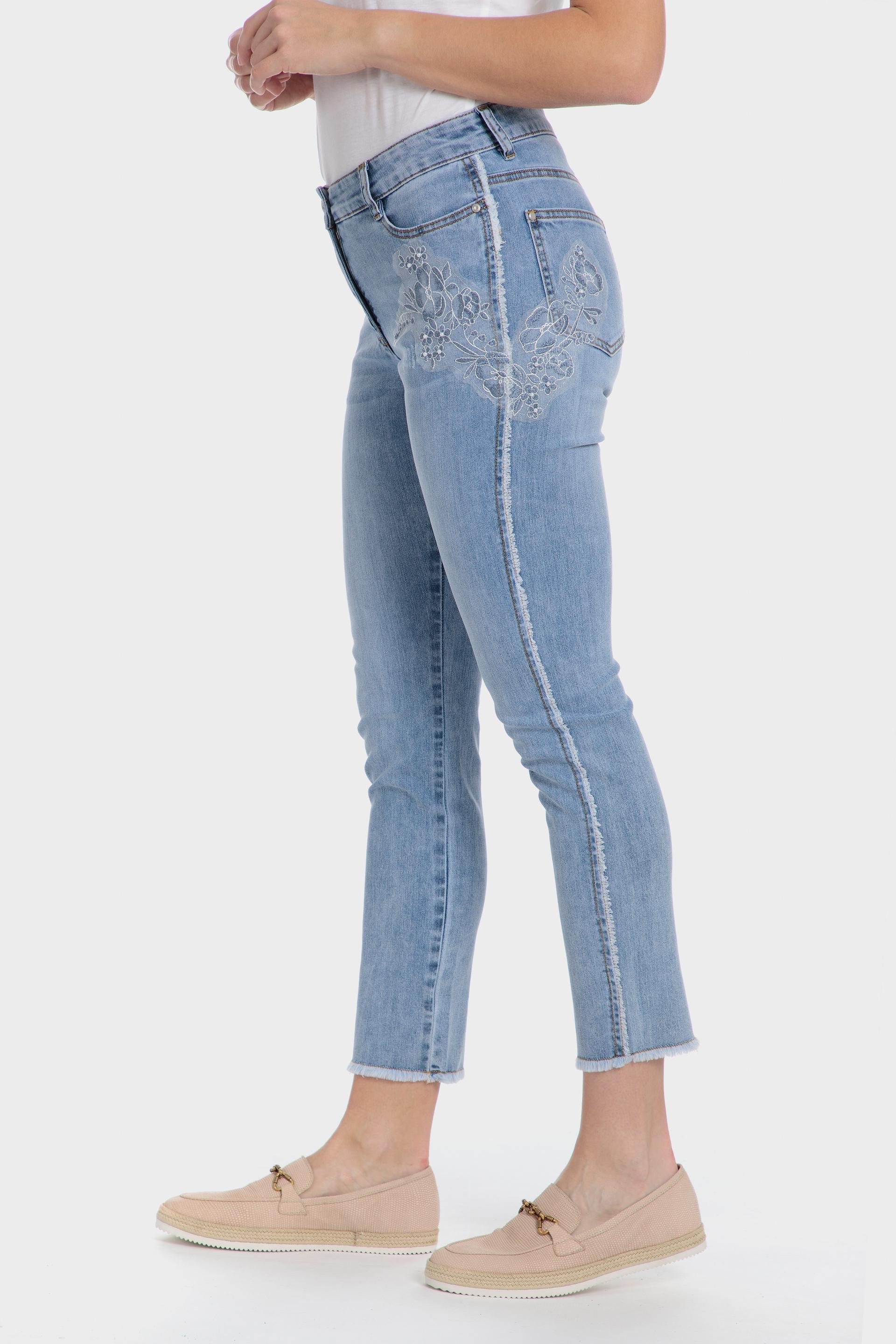 Blue Denim Trousers With Pearls, , large image number 2