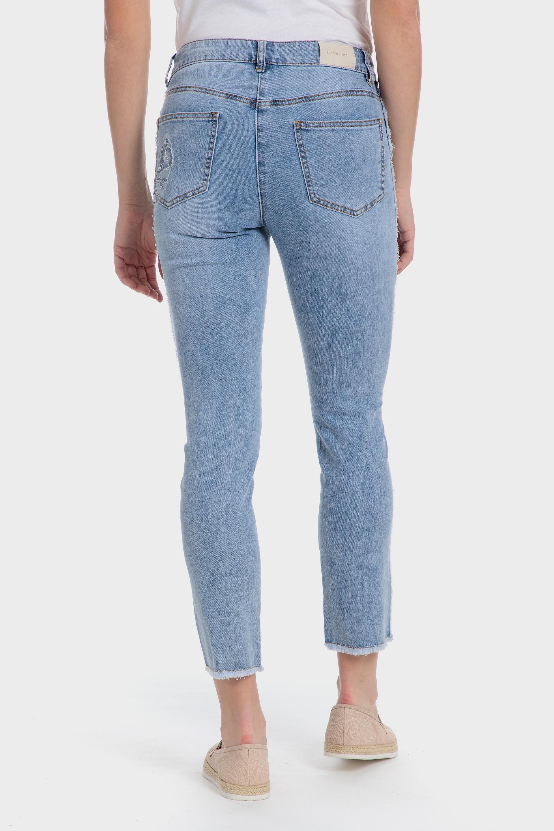 Blue Denim Trousers With Pearls, , large image number 4