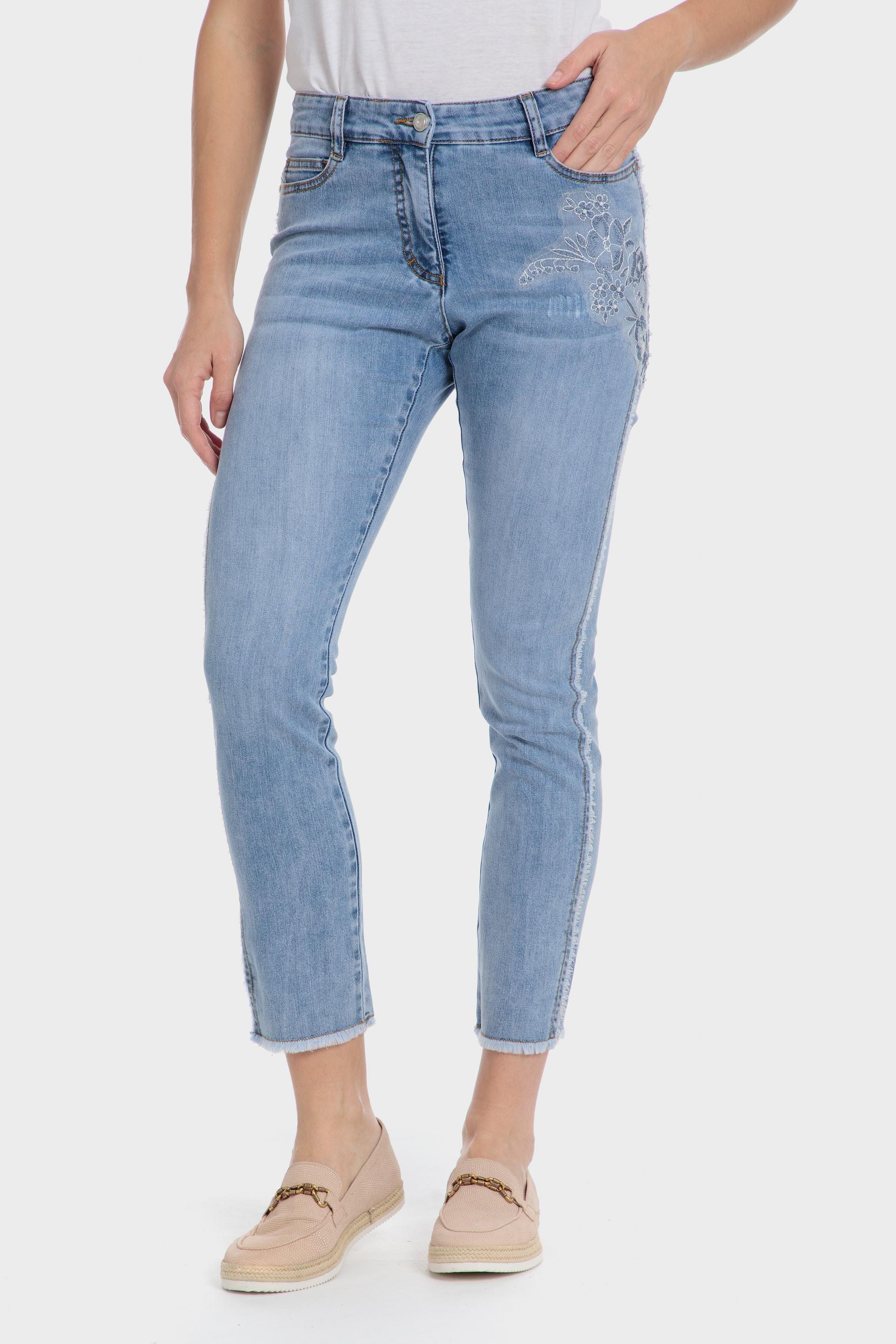Blue Denim Trousers With Pearls, , large image number 5