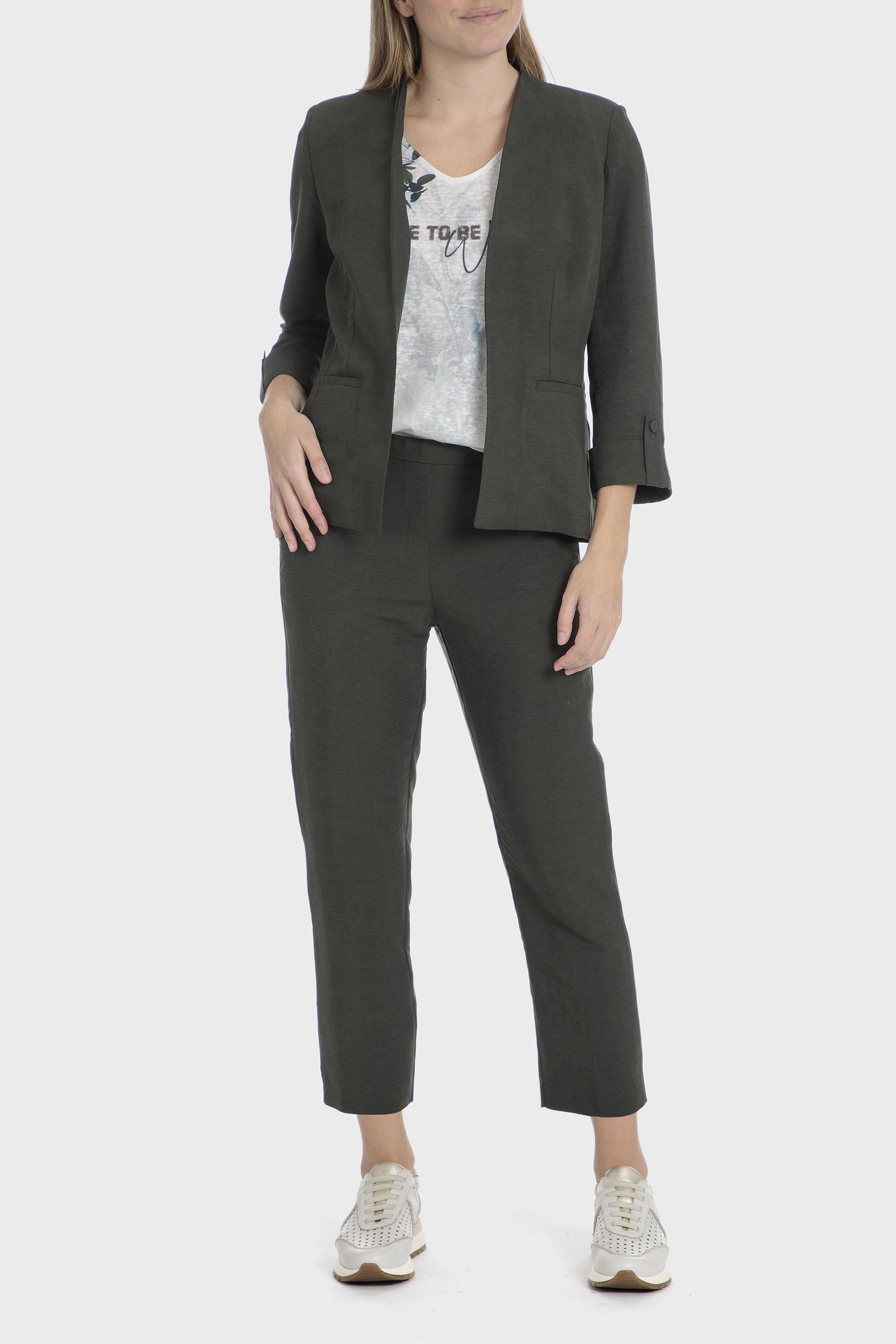 Black Plain Casual Cropped Trousers, , large image number 2